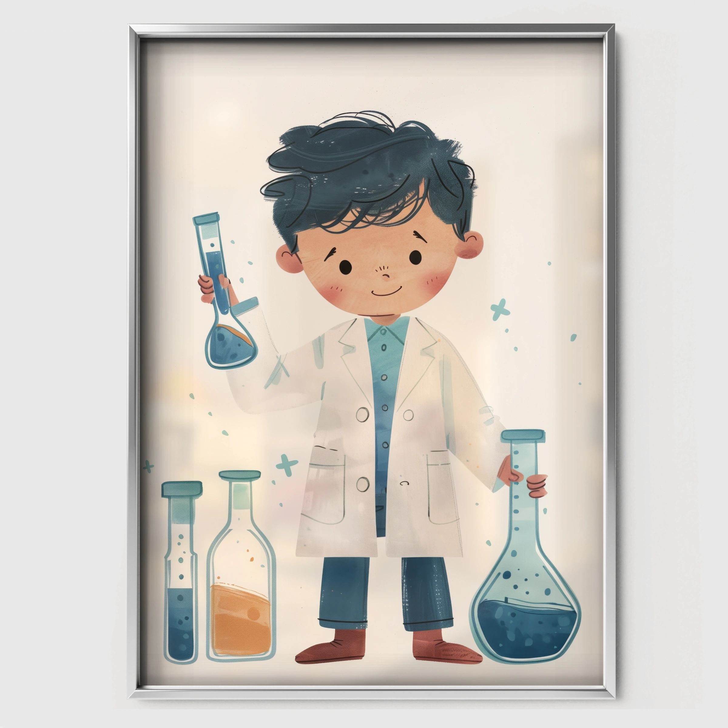 Little Scientist Nursery Print - white framed nursery wall art print