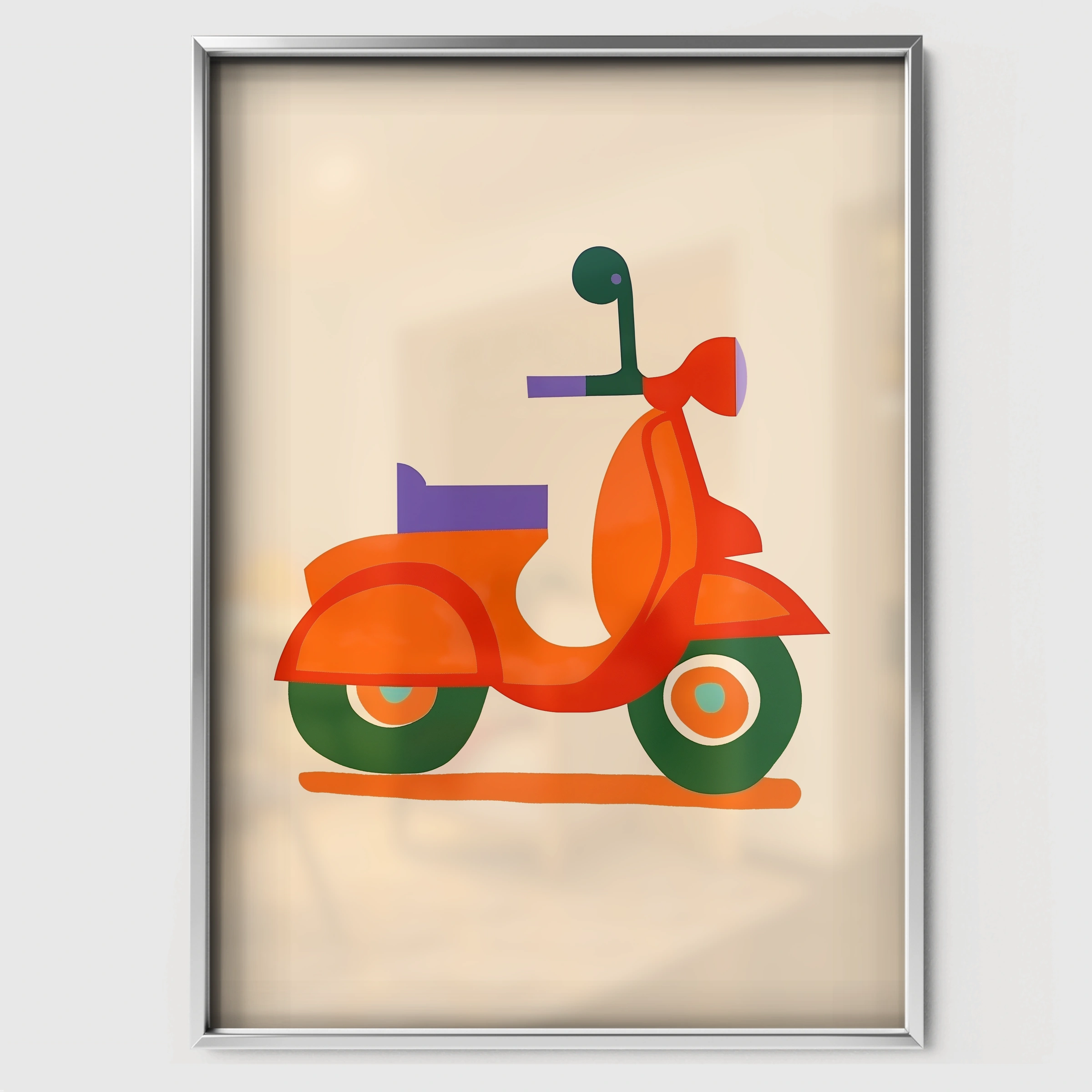 Little Scooter Nursery Print - white framed nursery wall art print