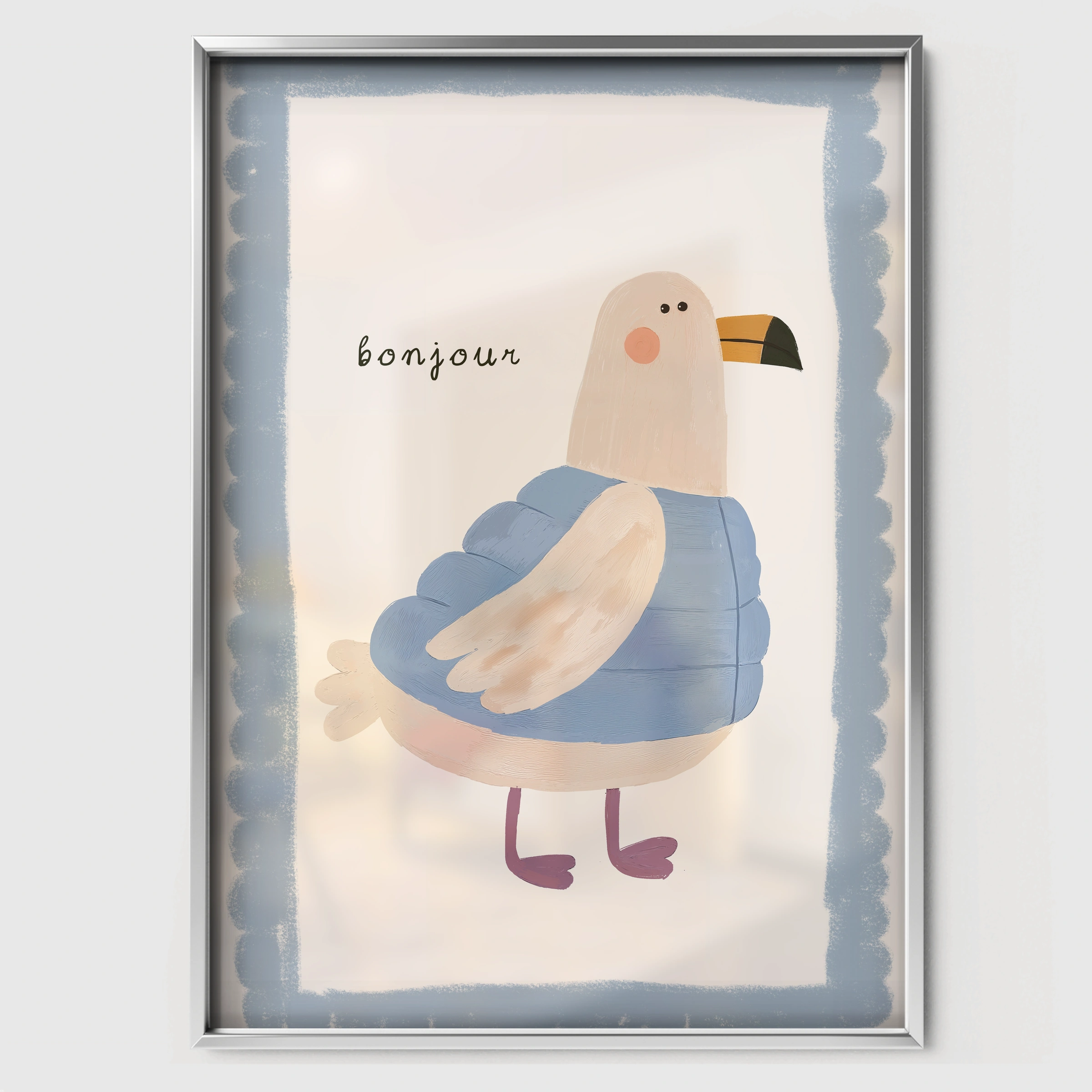 Little Seagull Nursery Print - white framed nursery wall art print