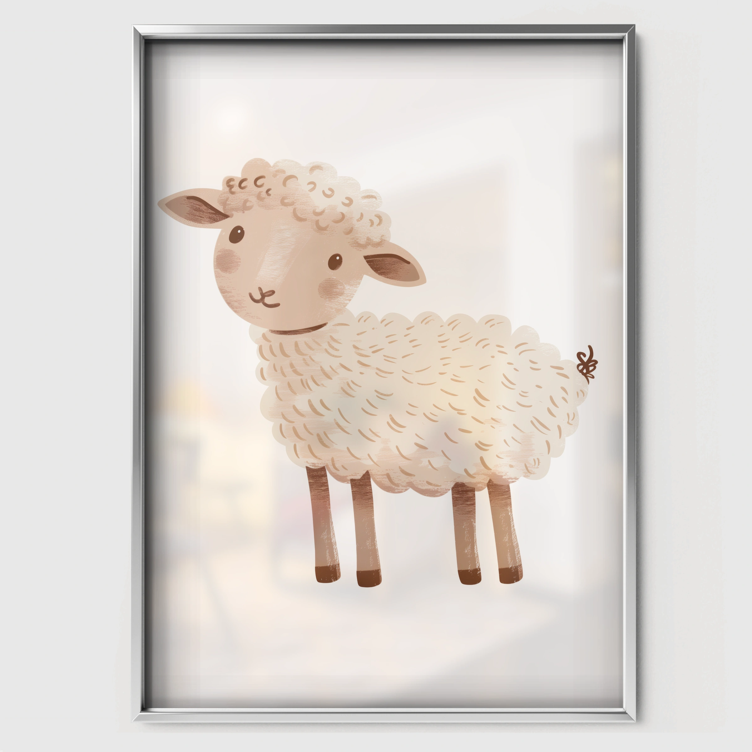 Little Sheep Nursery Print - white framed nursery wall art print