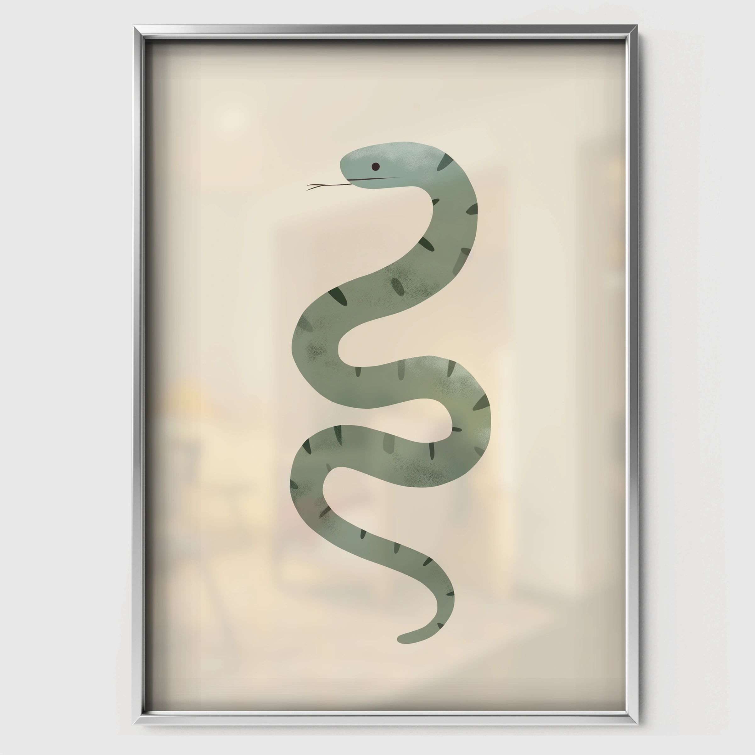 Little Snake Nursery Print - white framed nursery wall art print