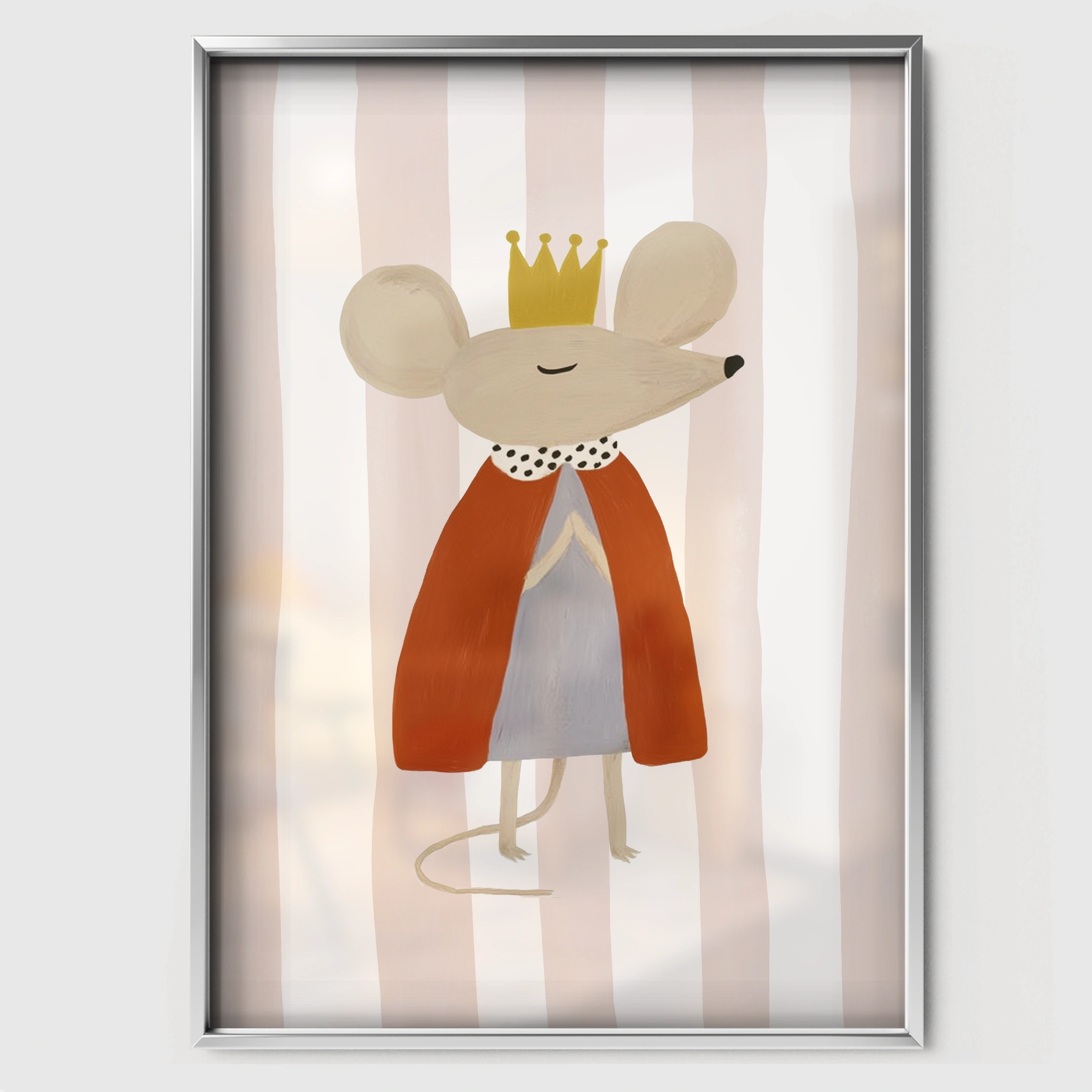 Little Standing Mouse Nursery Print - white framed nursery wall art print