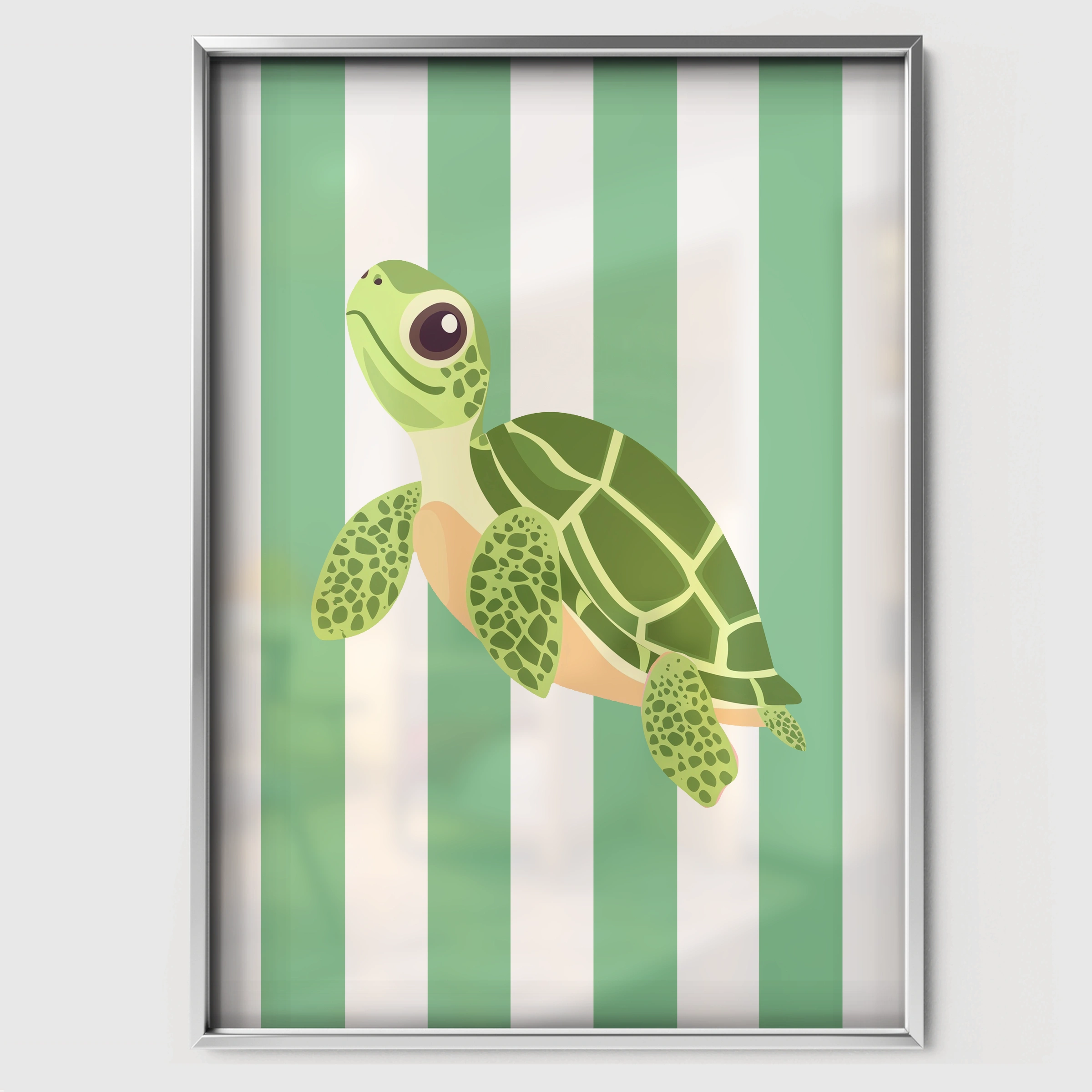 Little Turtle Nursery Print - white framed nursery wall art print