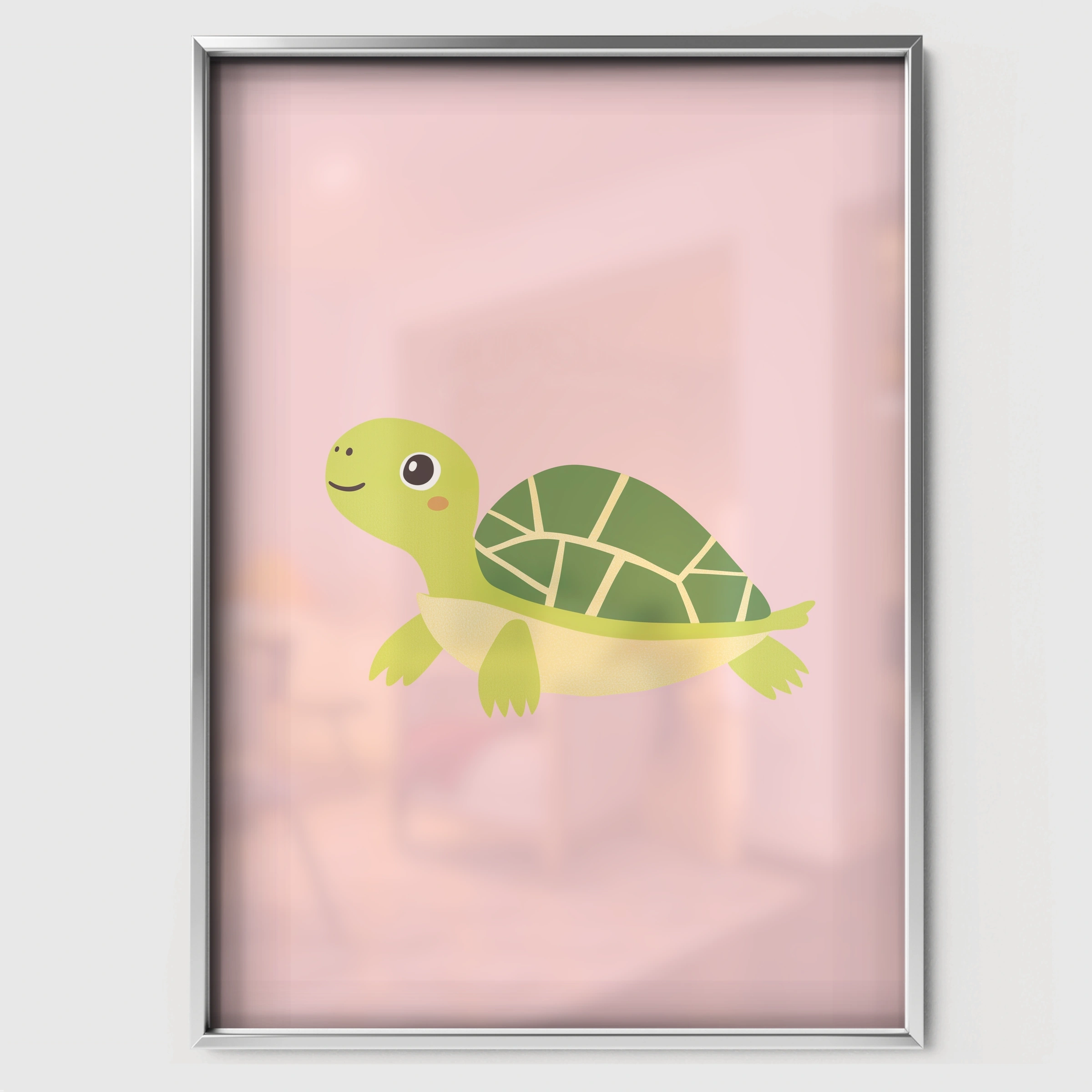 Little Turtle Two Nursery Print - white framed nursery wall art print
