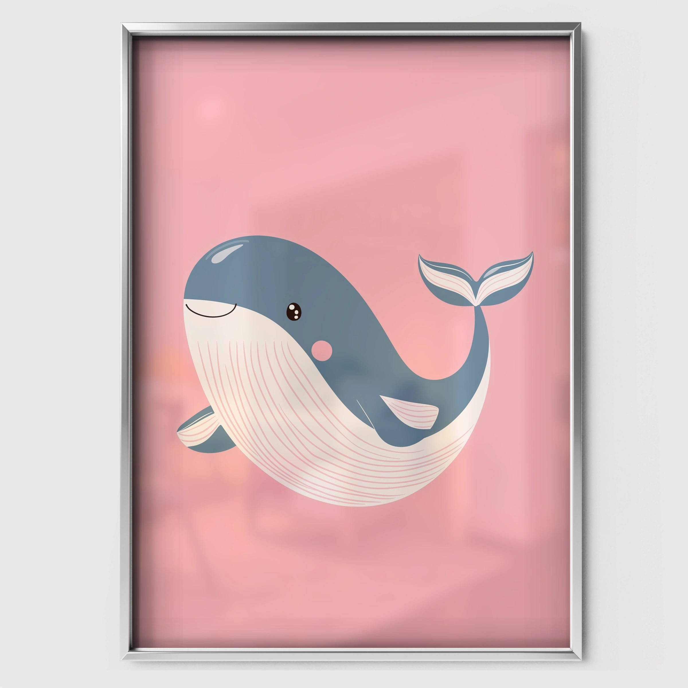 Little Whale Nursery Print - white framed nursery wall art print