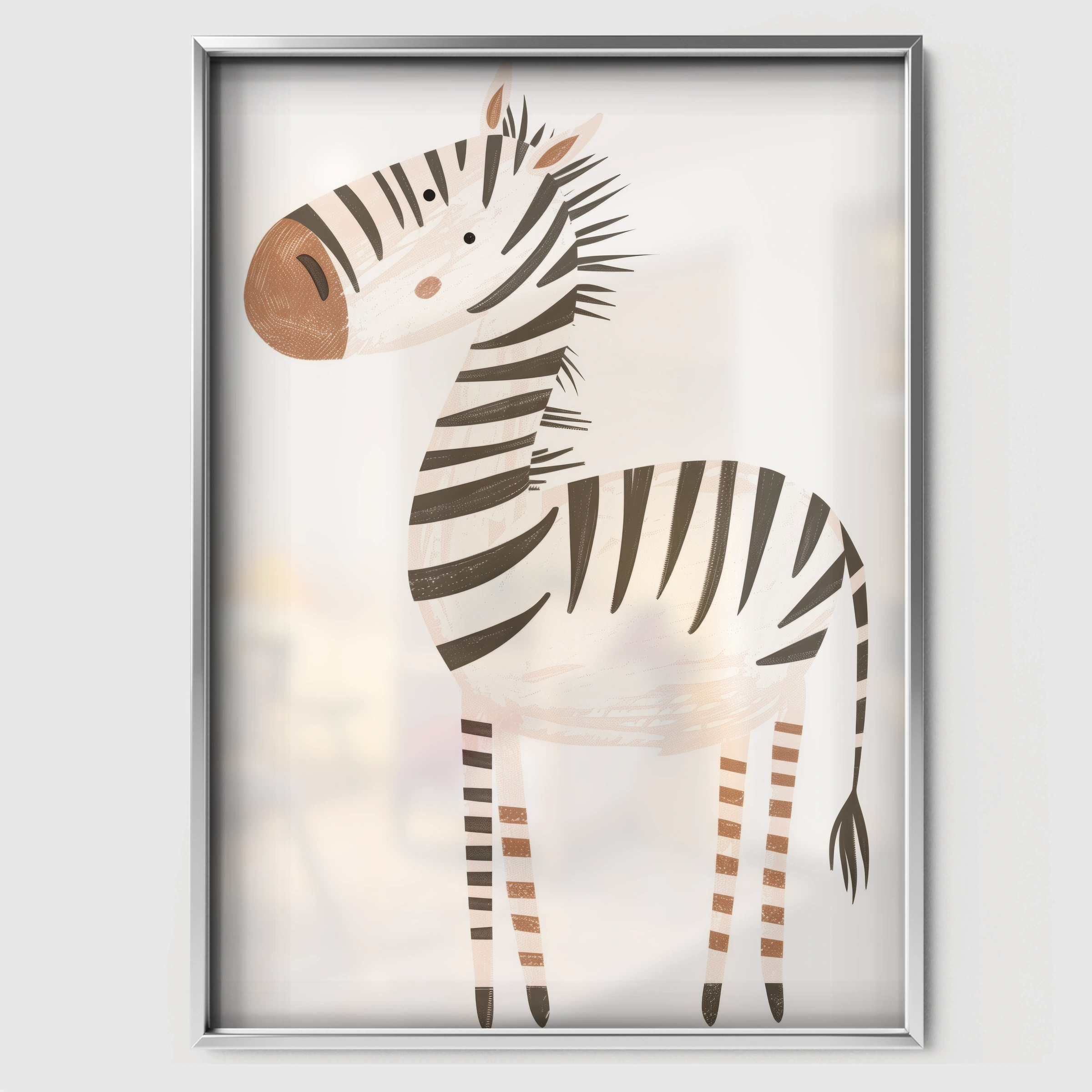 Little Zebra Nursery Print - white framed nursery wall art print