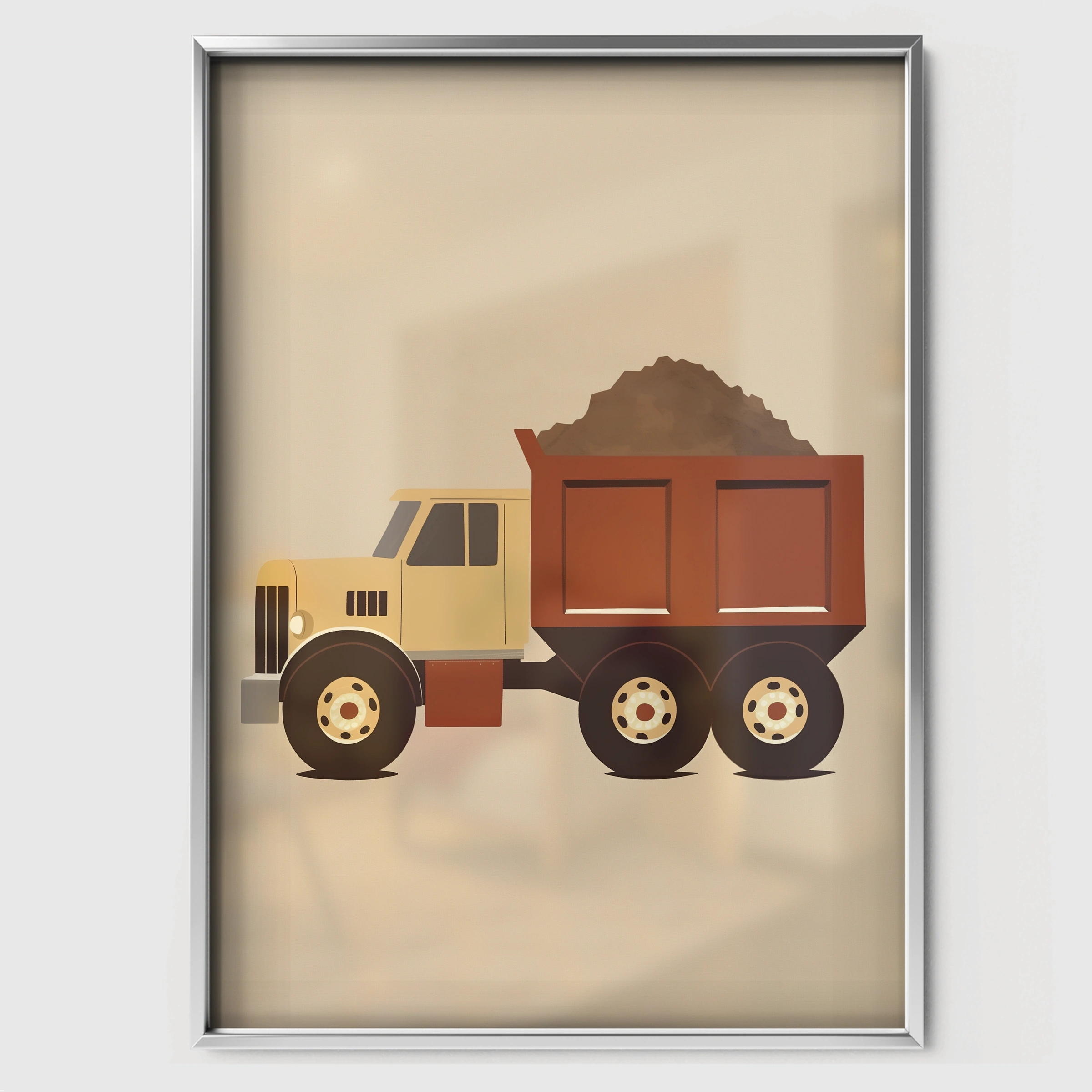 Loaded Dump Truck Nursery Print - white framed nursery wall art print