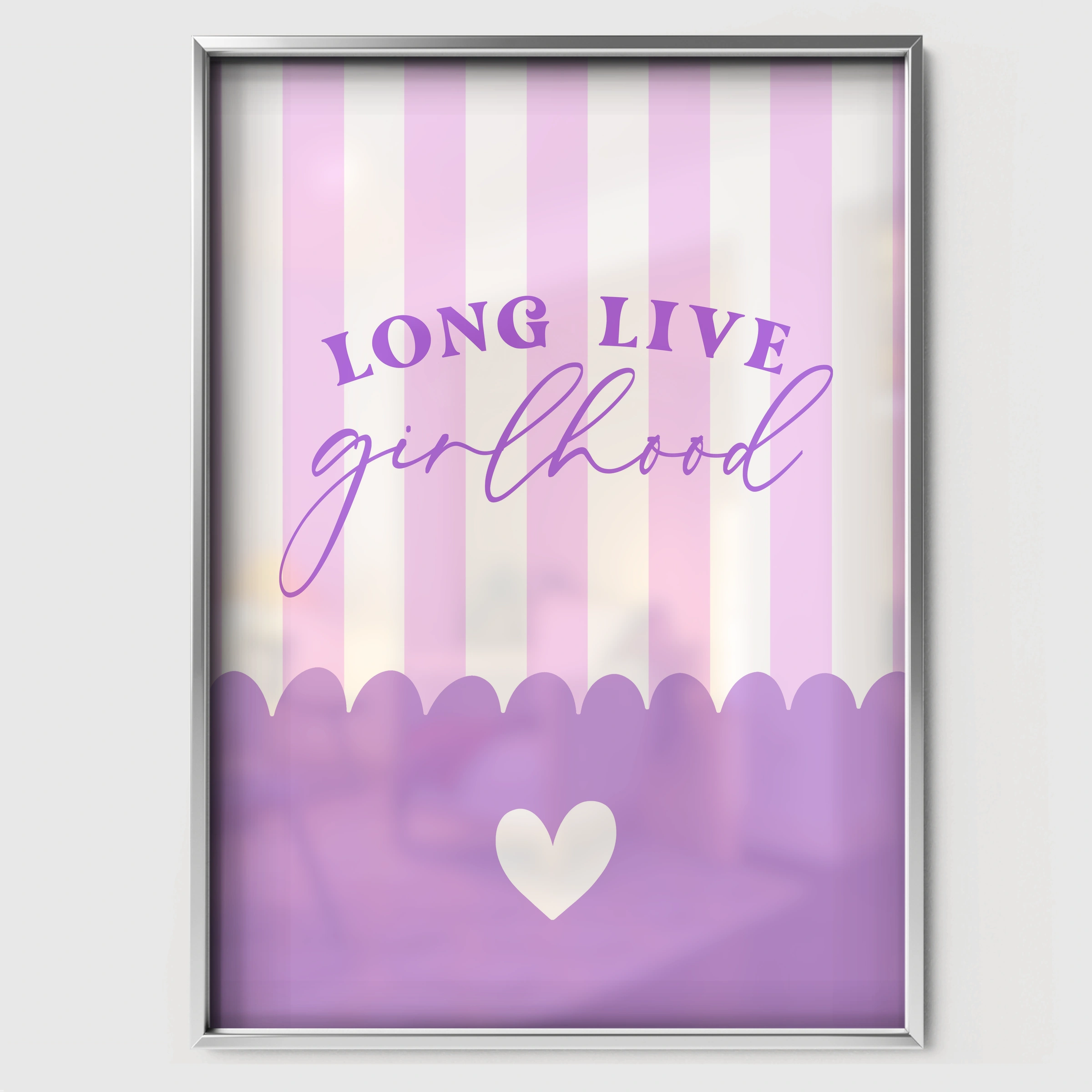 Long Live Girlhood Purple Nursery Print - white framed nursery wall art print