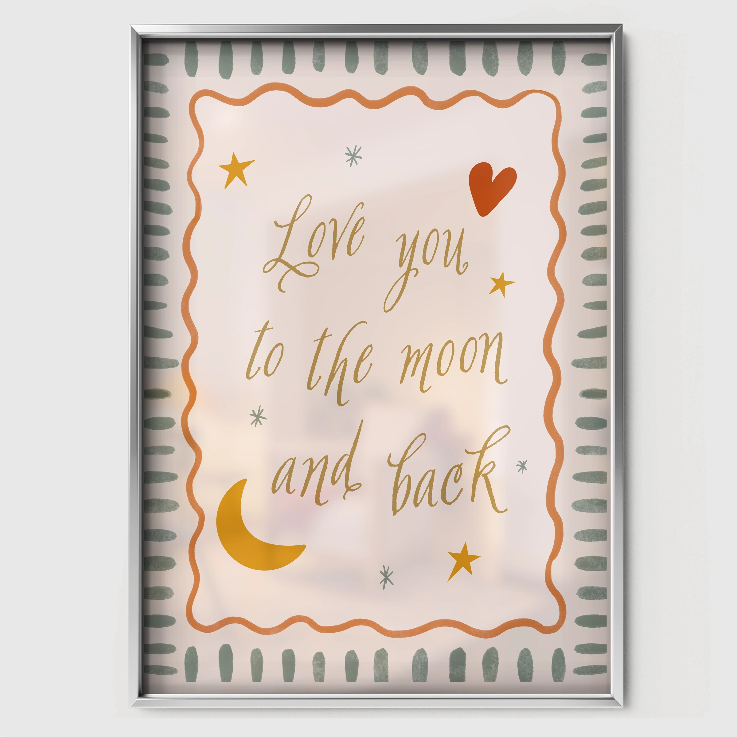 Love You To The Moon Nursery Print - white framed nursery wall art print
