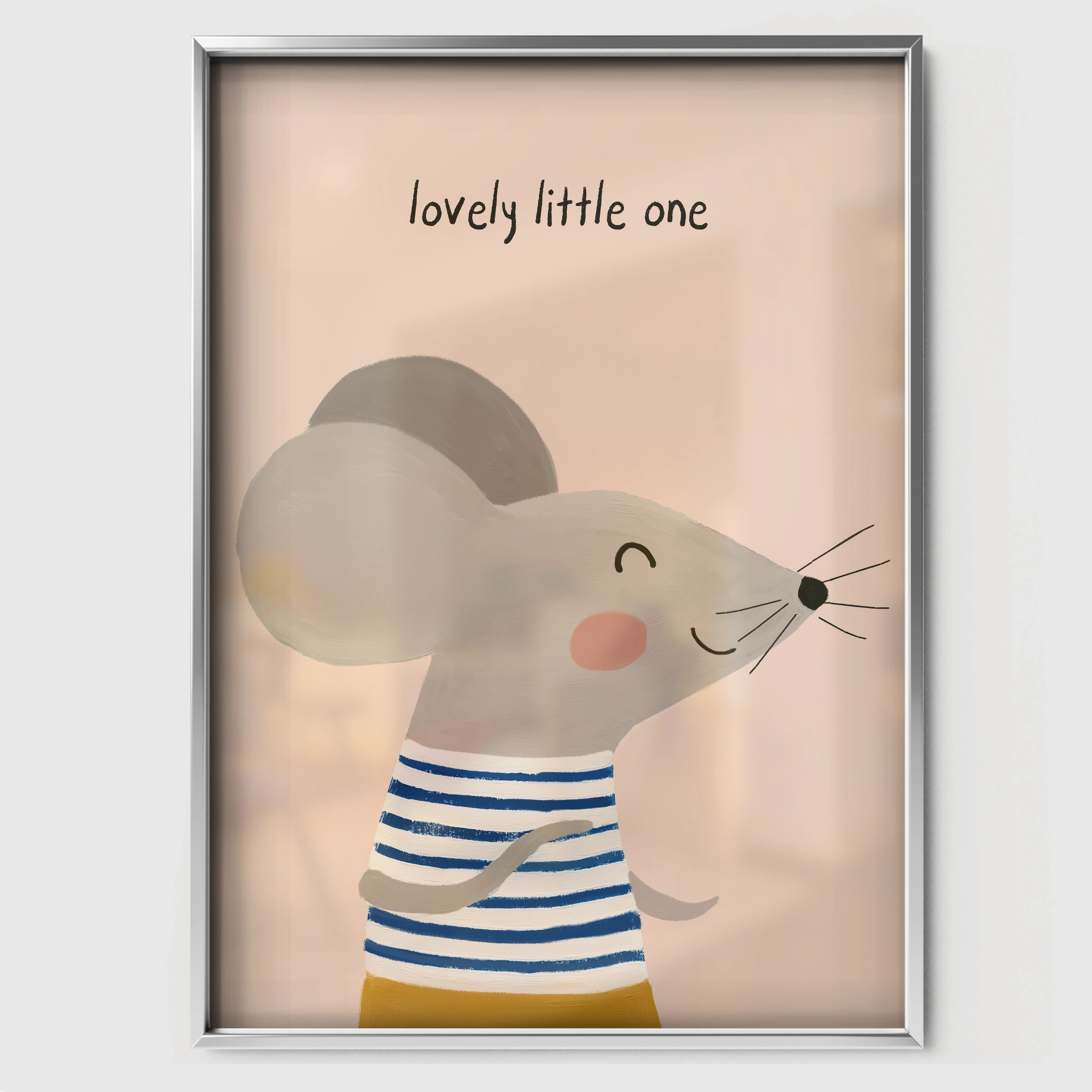 Lovely Little One Mouse Nursery Print - white framed nursery wall art print