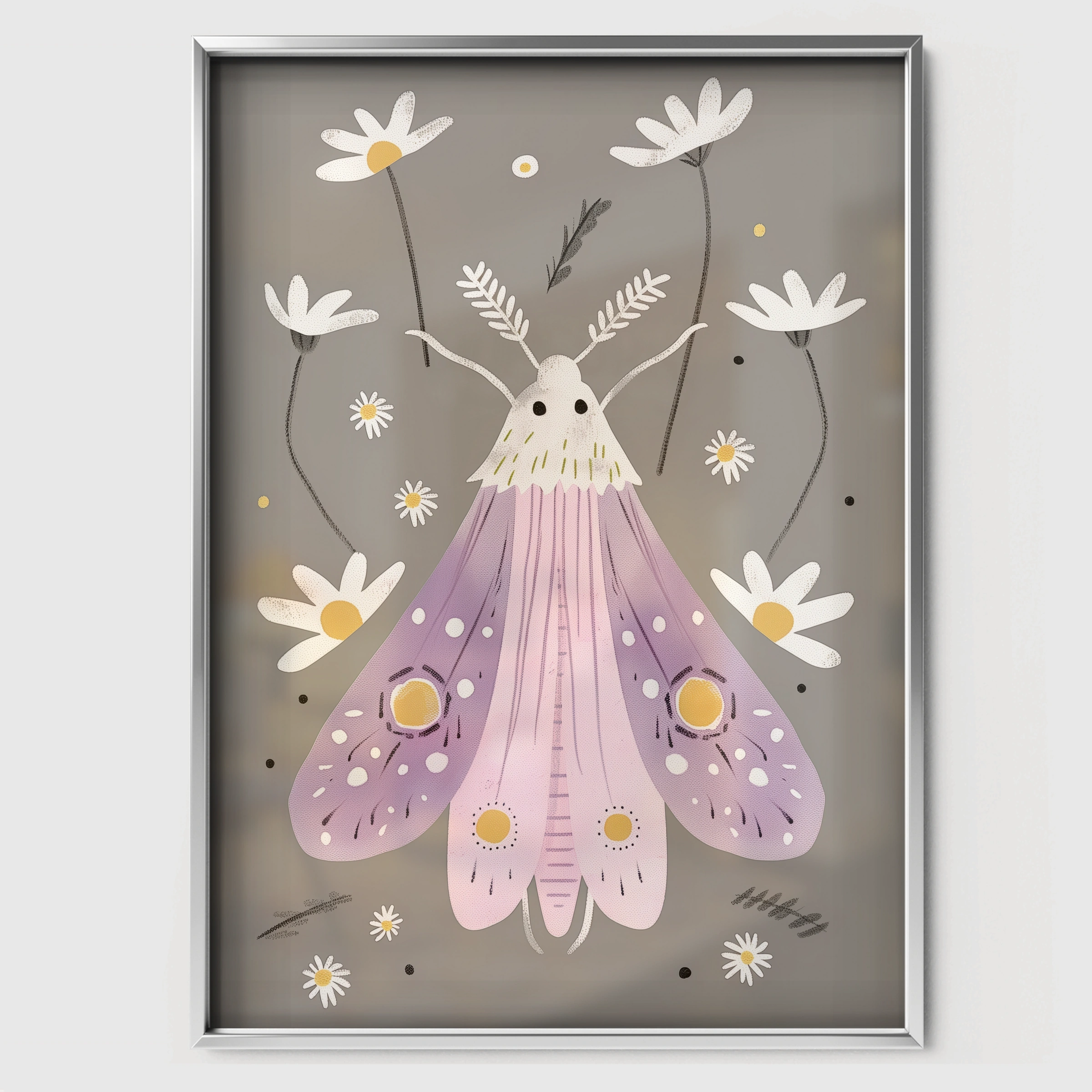 Luna Moth Nursery Print - white framed nursery wall art print