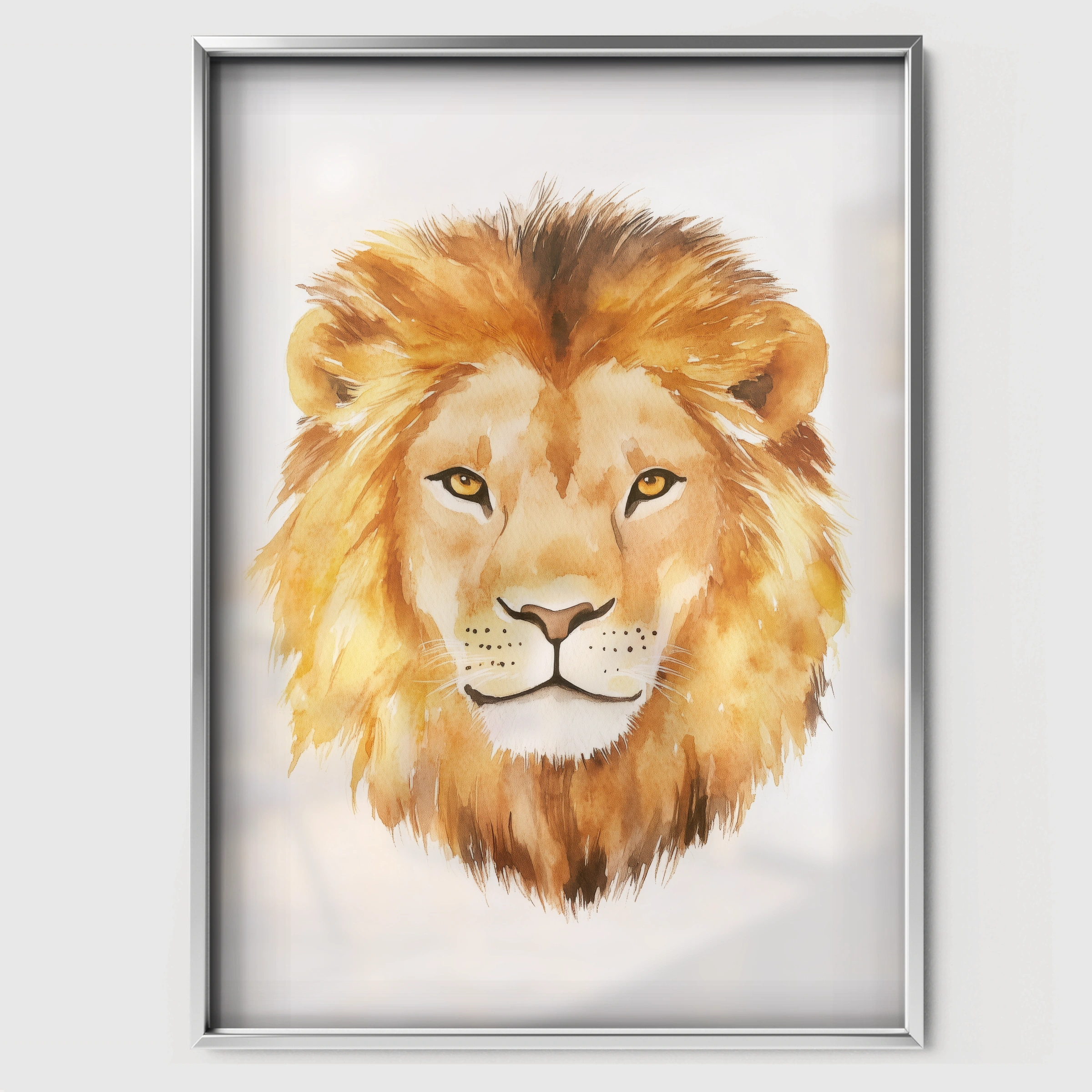 Majestic Lion Nursery Print - white framed nursery wall art print