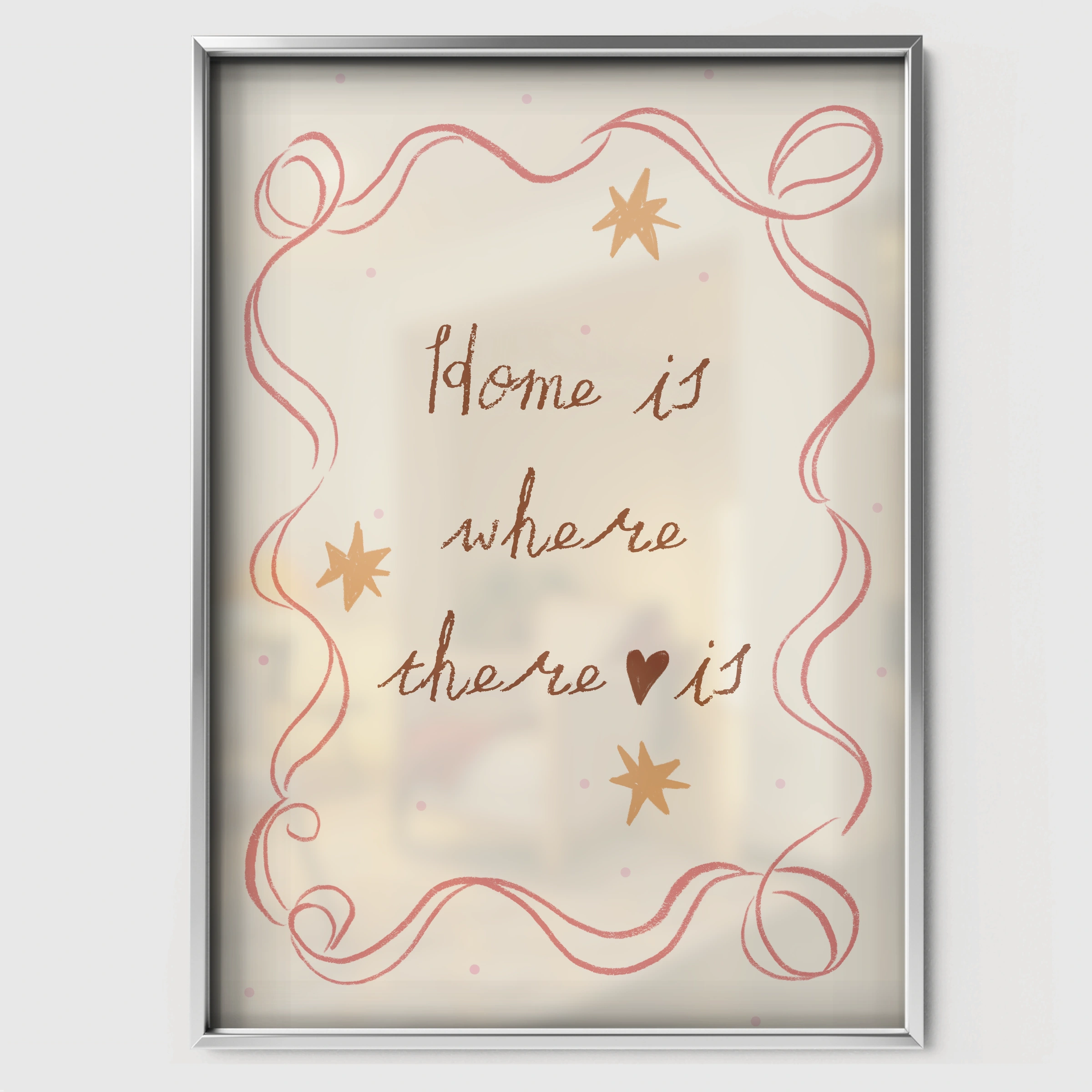 Mama Is Where Home Is Nursery Print - white framed nursery wall art print