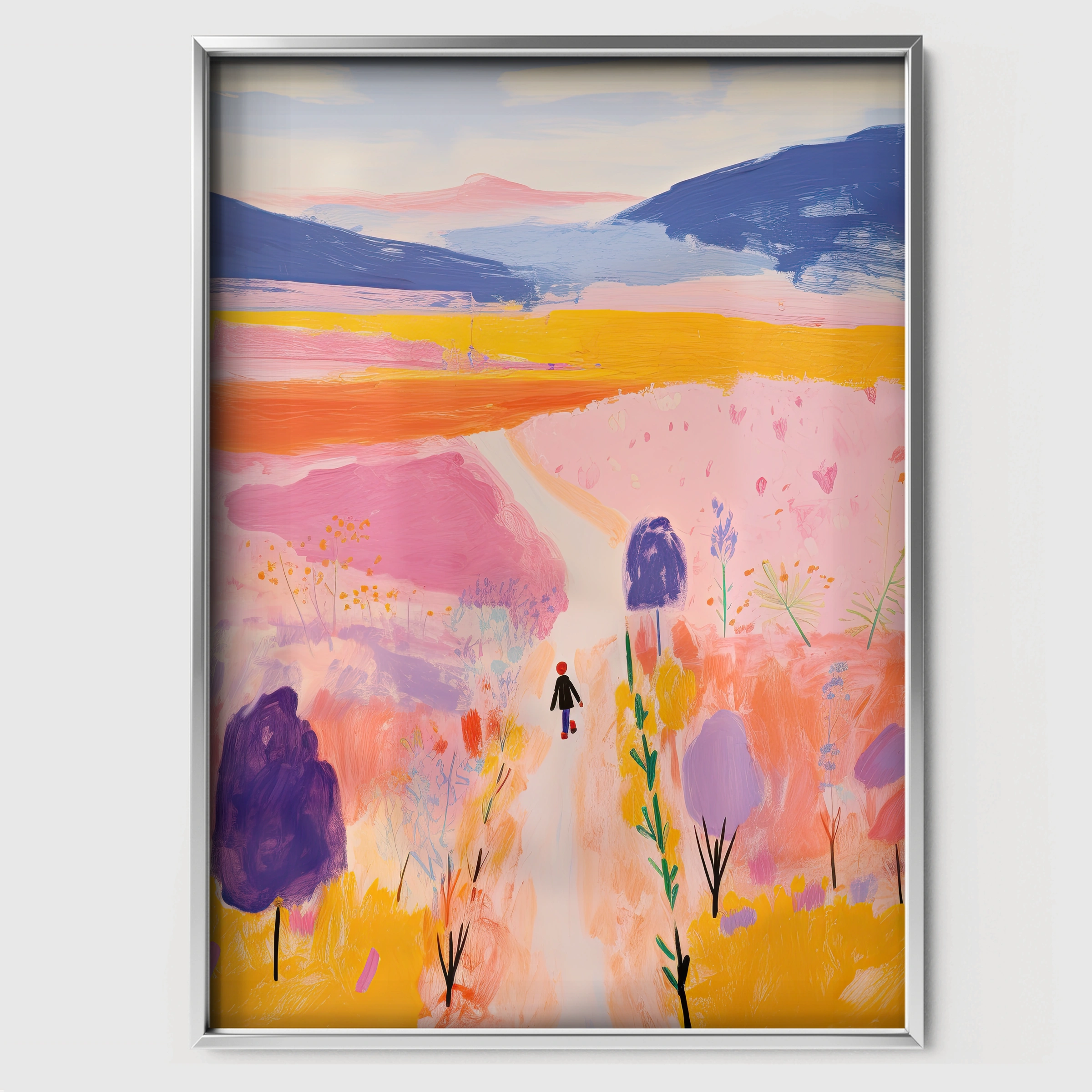 Meadow Path Nursery Print - white framed nursery wall art print
