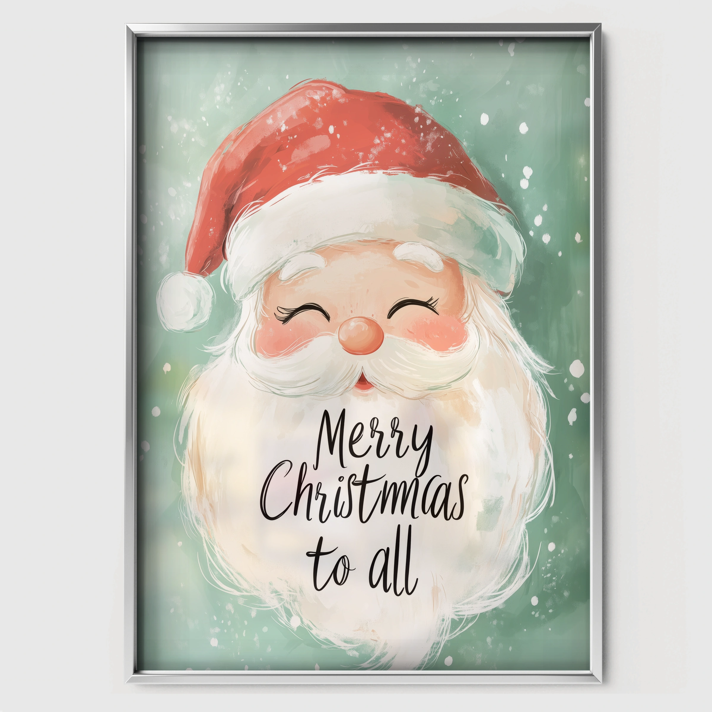 Merry Christmas Santa Print - white framed nursery wall art print