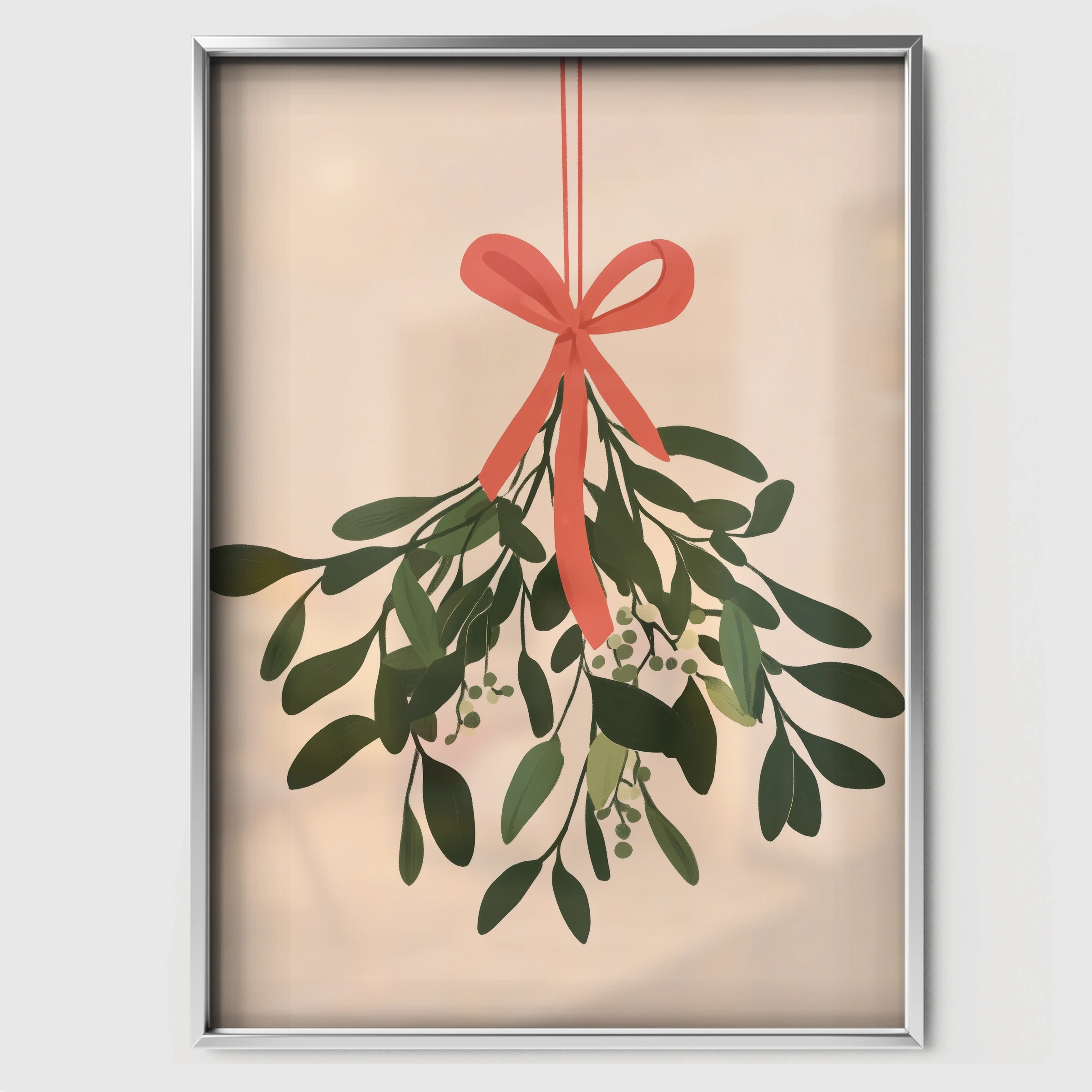 Mistletoe Christmas Print - white framed nursery wall art print