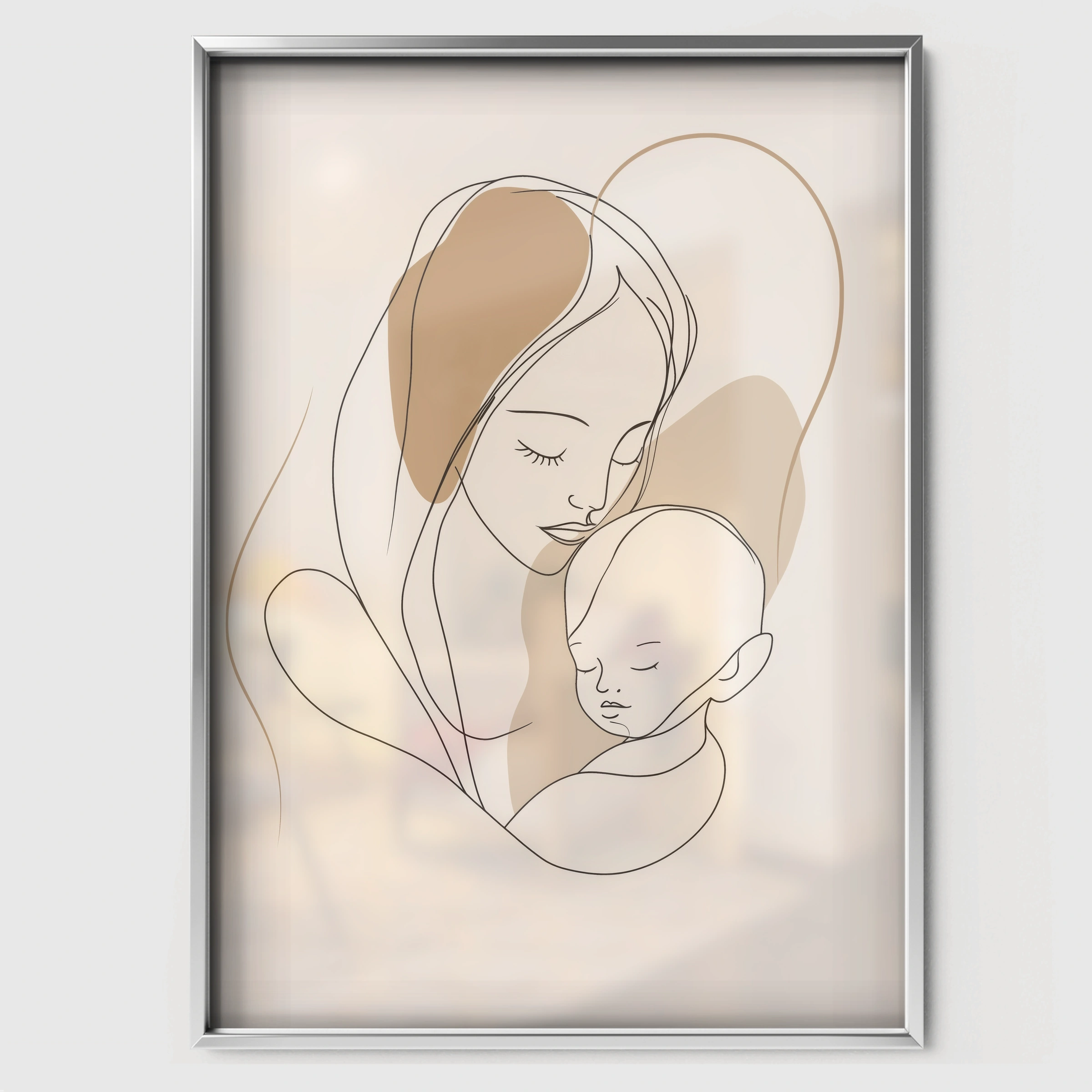 Mother and Child Nursery Print - white framed nursery wall art print
