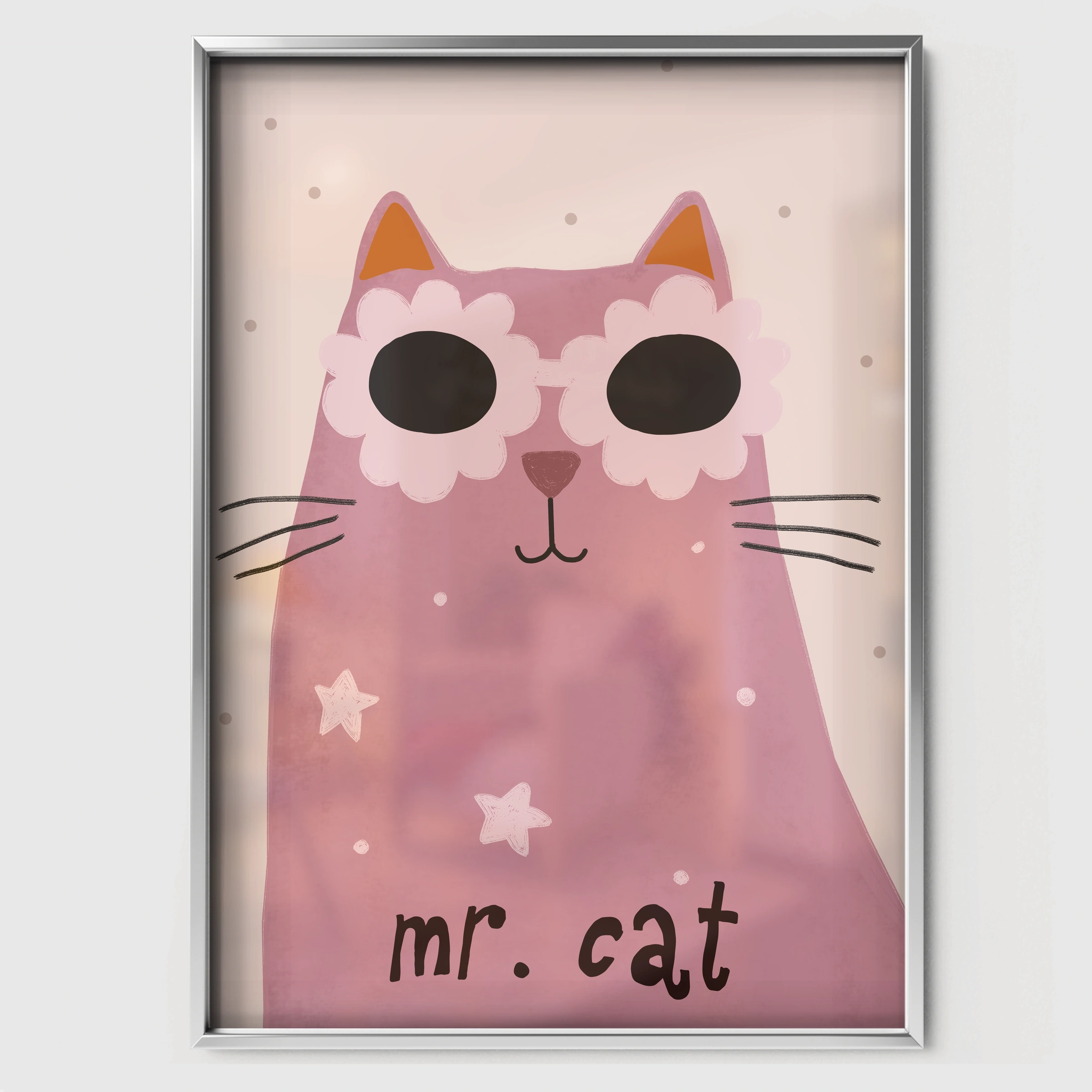 Mr Cat Nursery Print - white framed nursery wall art print