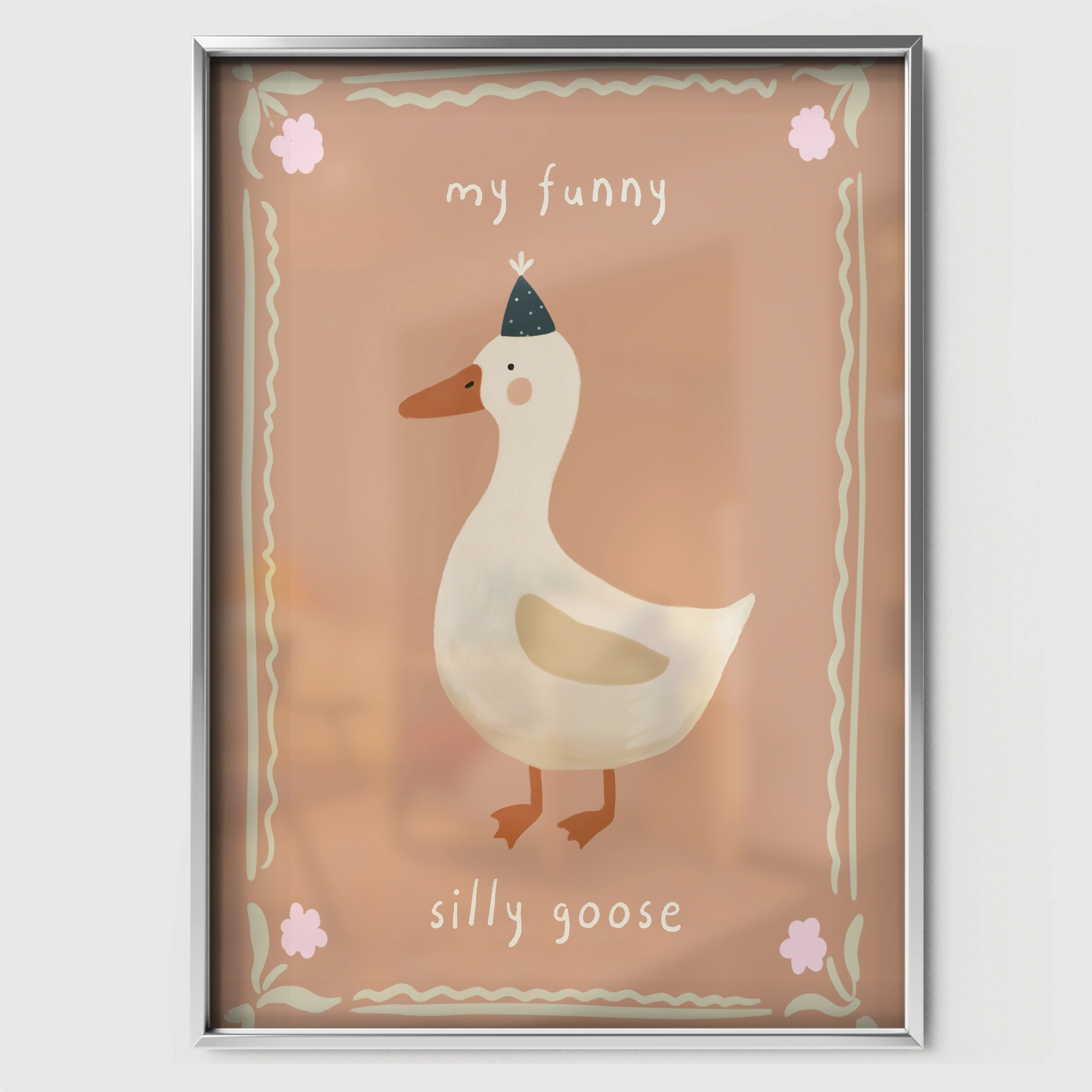 My Funny Silly Goose Nursery Print - white framed nursery wall art print