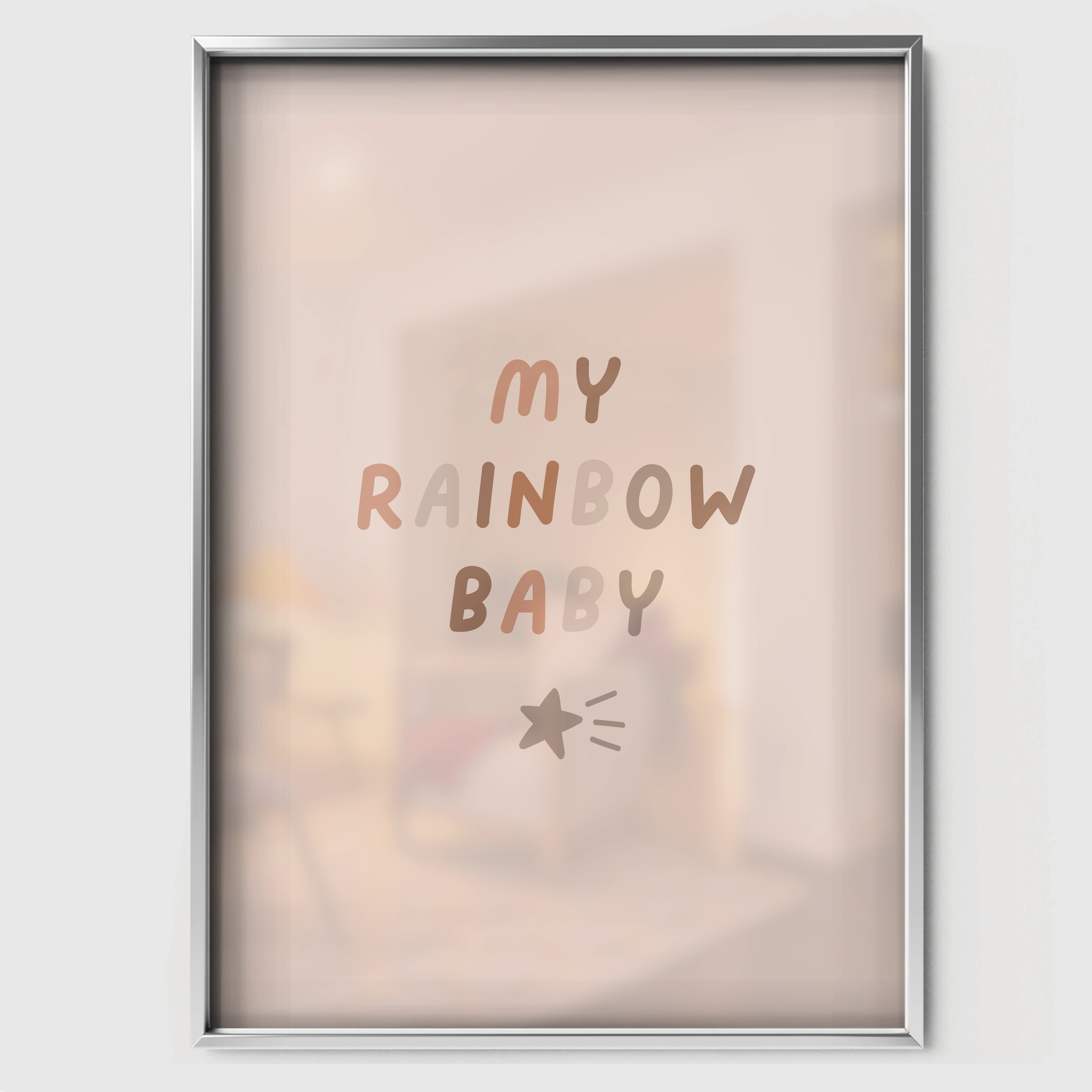 My Rainbow Baby Nursery Print - white framed nursery wall art print