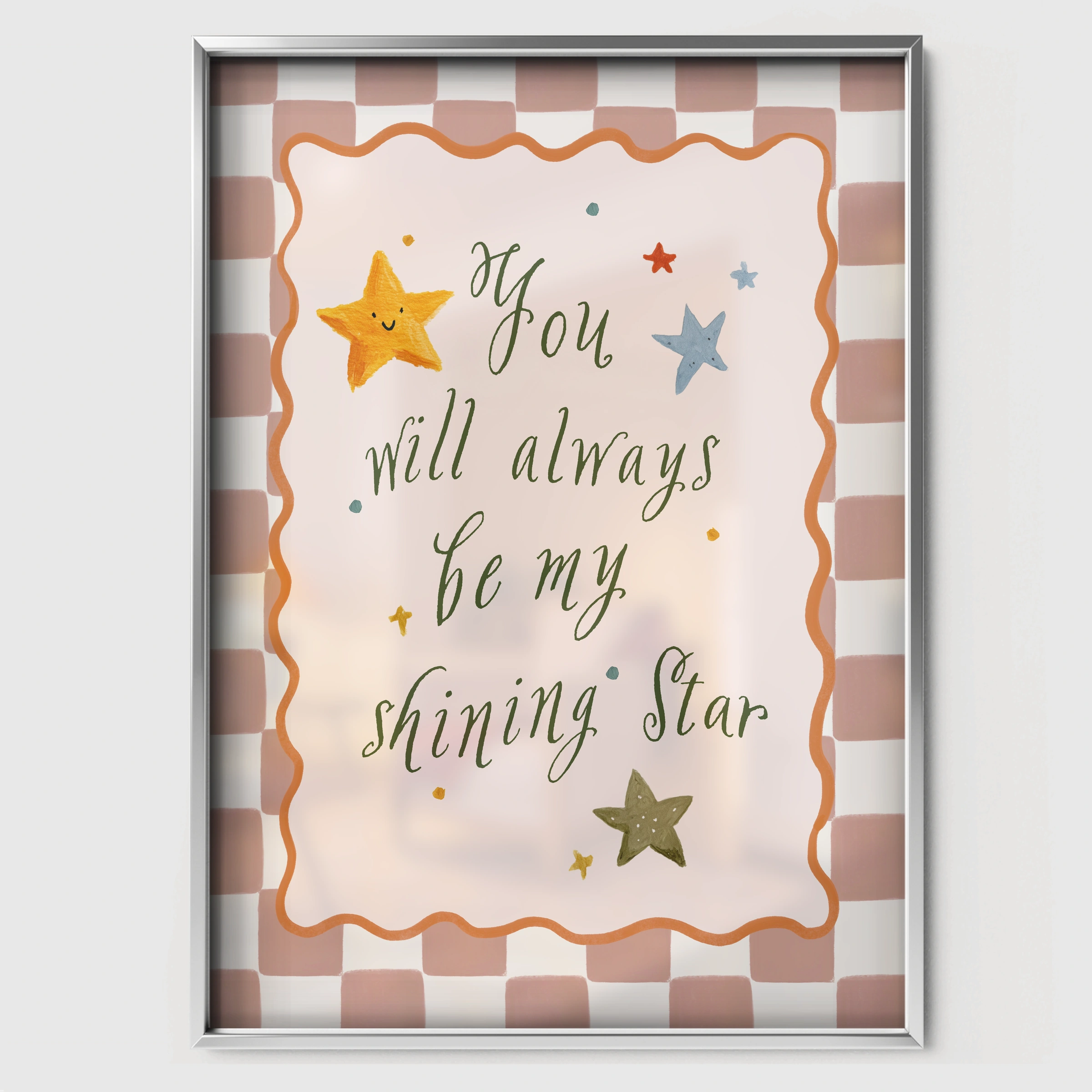 My Shining Star Pink Nursery Print - white framed nursery wall art print