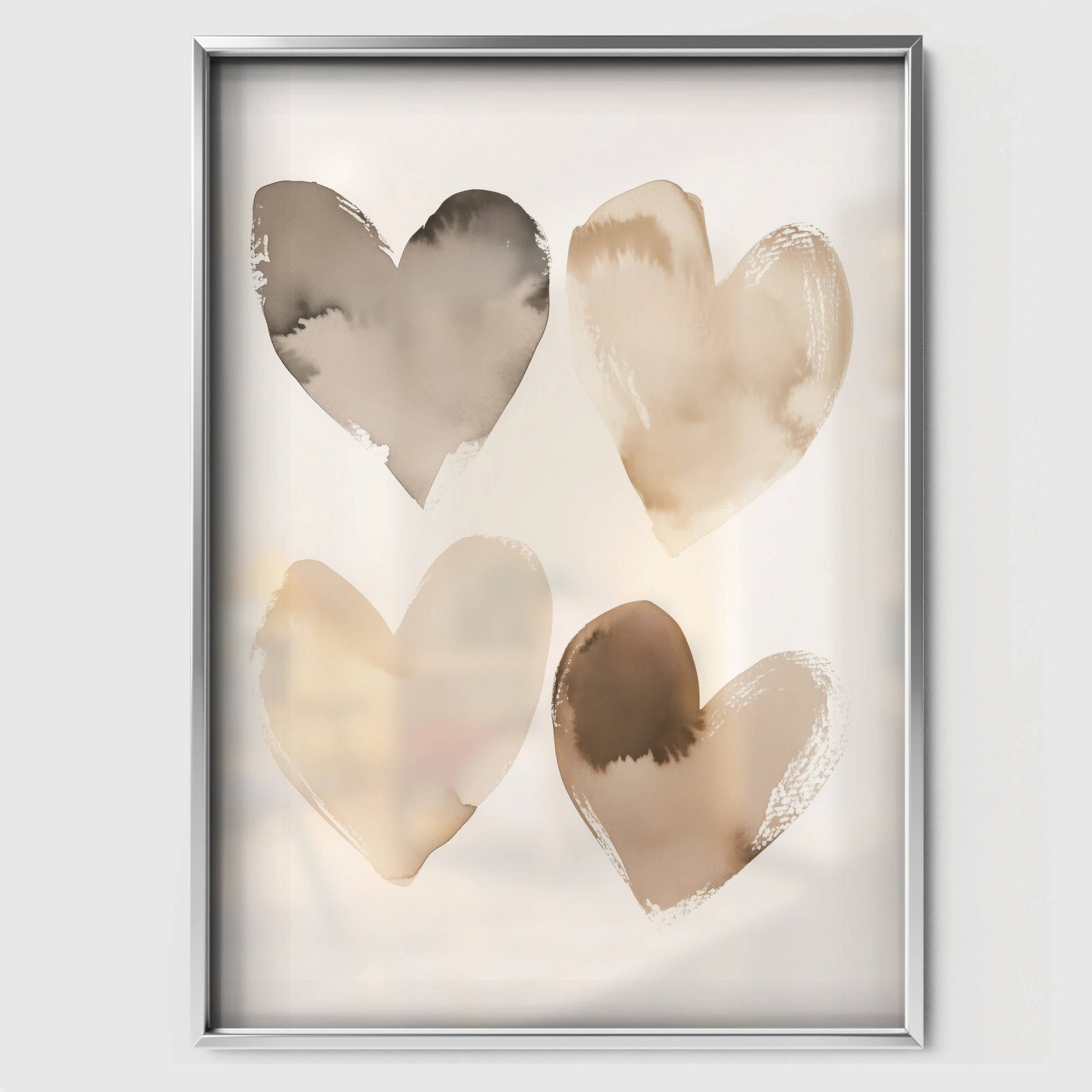 Neutral Hearts Two Nursery Print - white framed nursery wall art print