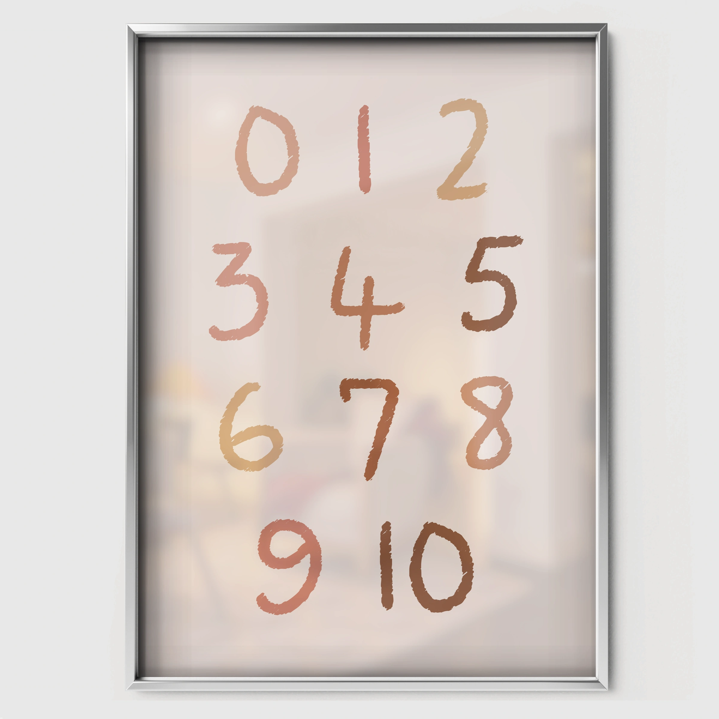 Numbers 0-9 Nursery Print - white framed nursery wall art print