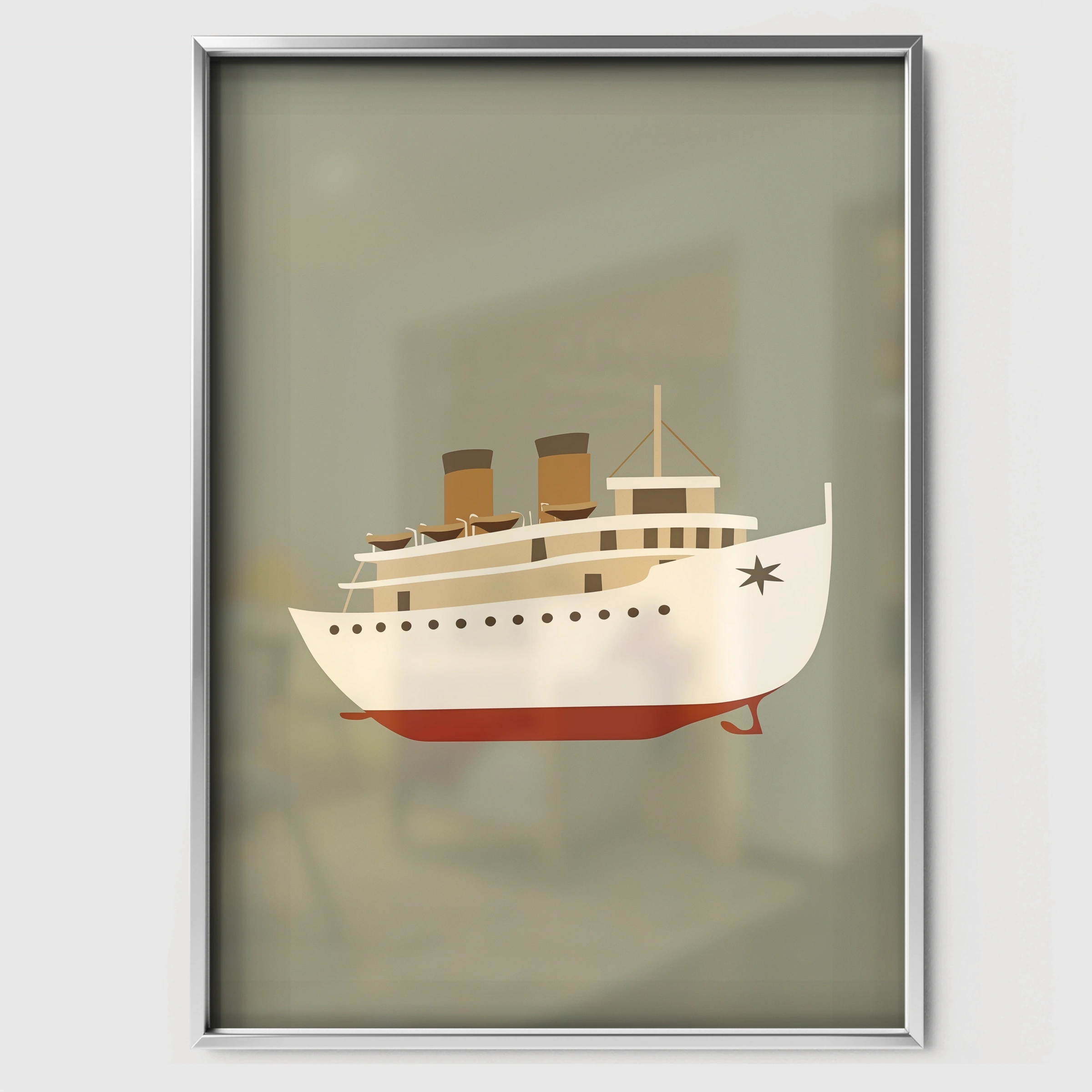 Ocean Liner Ship Nursery Print - white framed nursery wall art print