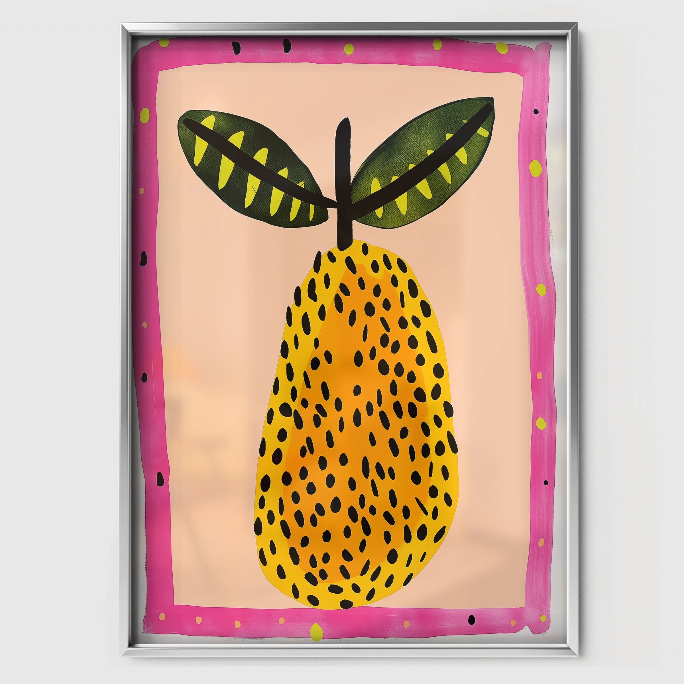 Painted Papaya Nursery Print - white framed nursery wall art print