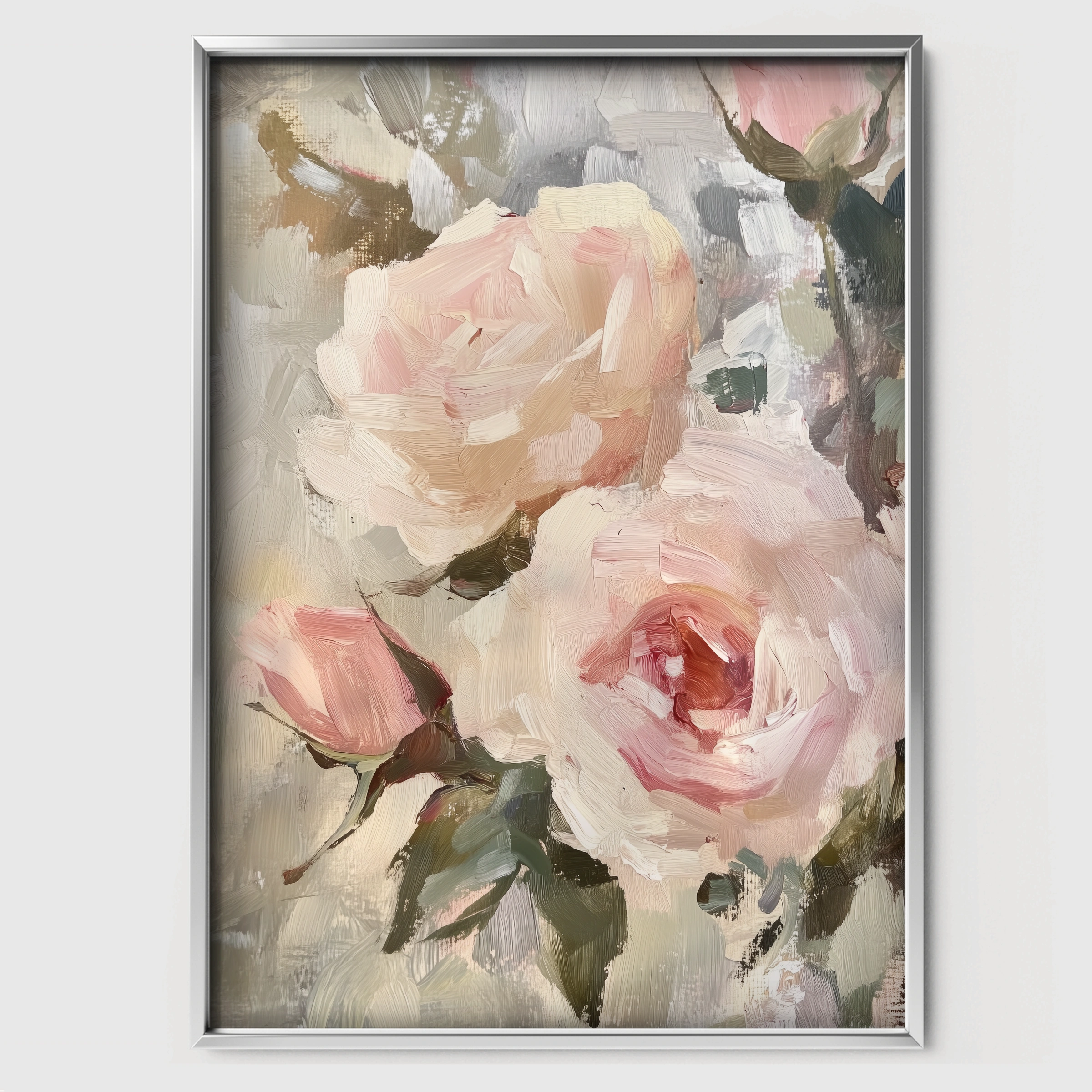 Painted Roses Nursery Print - white framed nursery wall art print