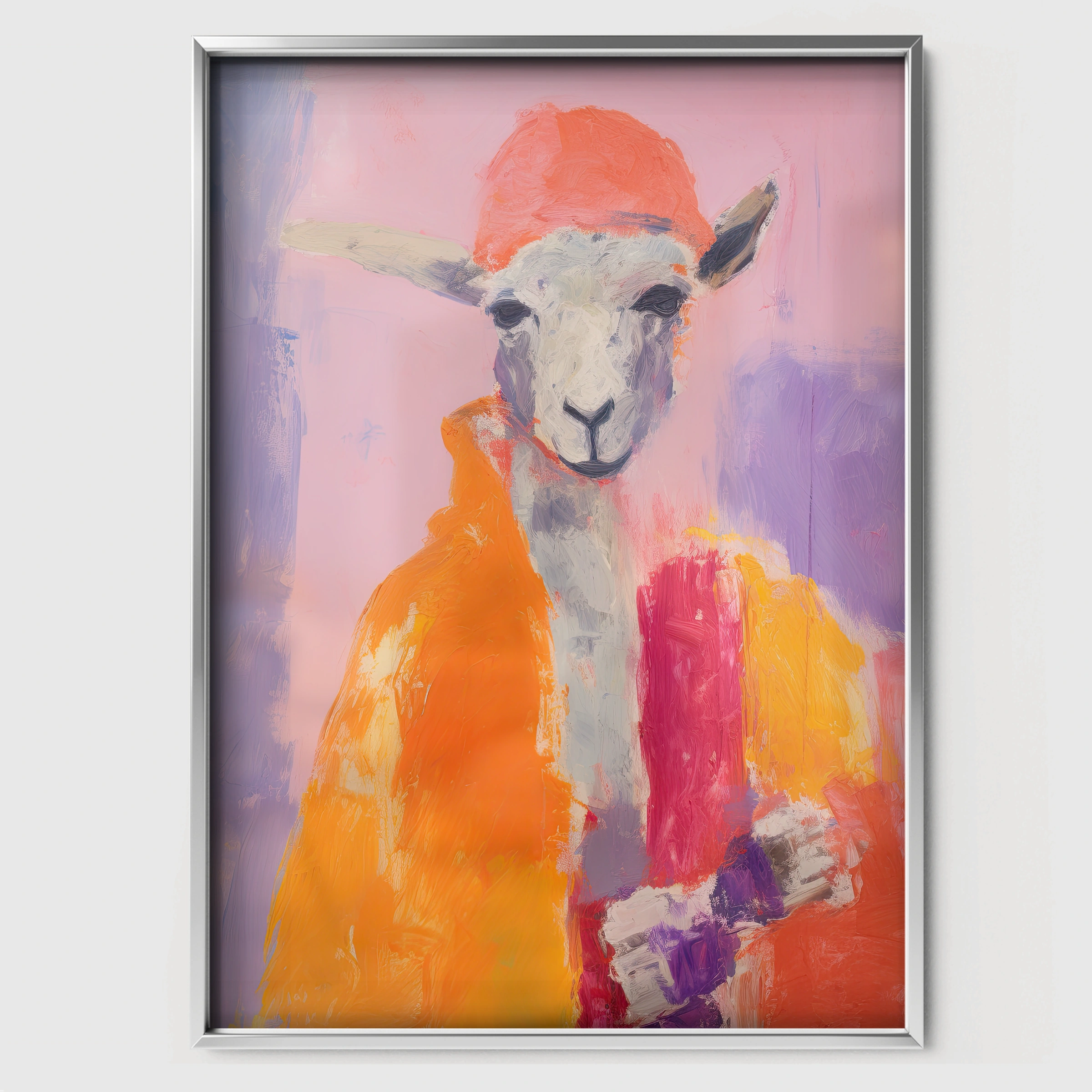 Painterly Sheep Nursery Print - white framed nursery wall art print