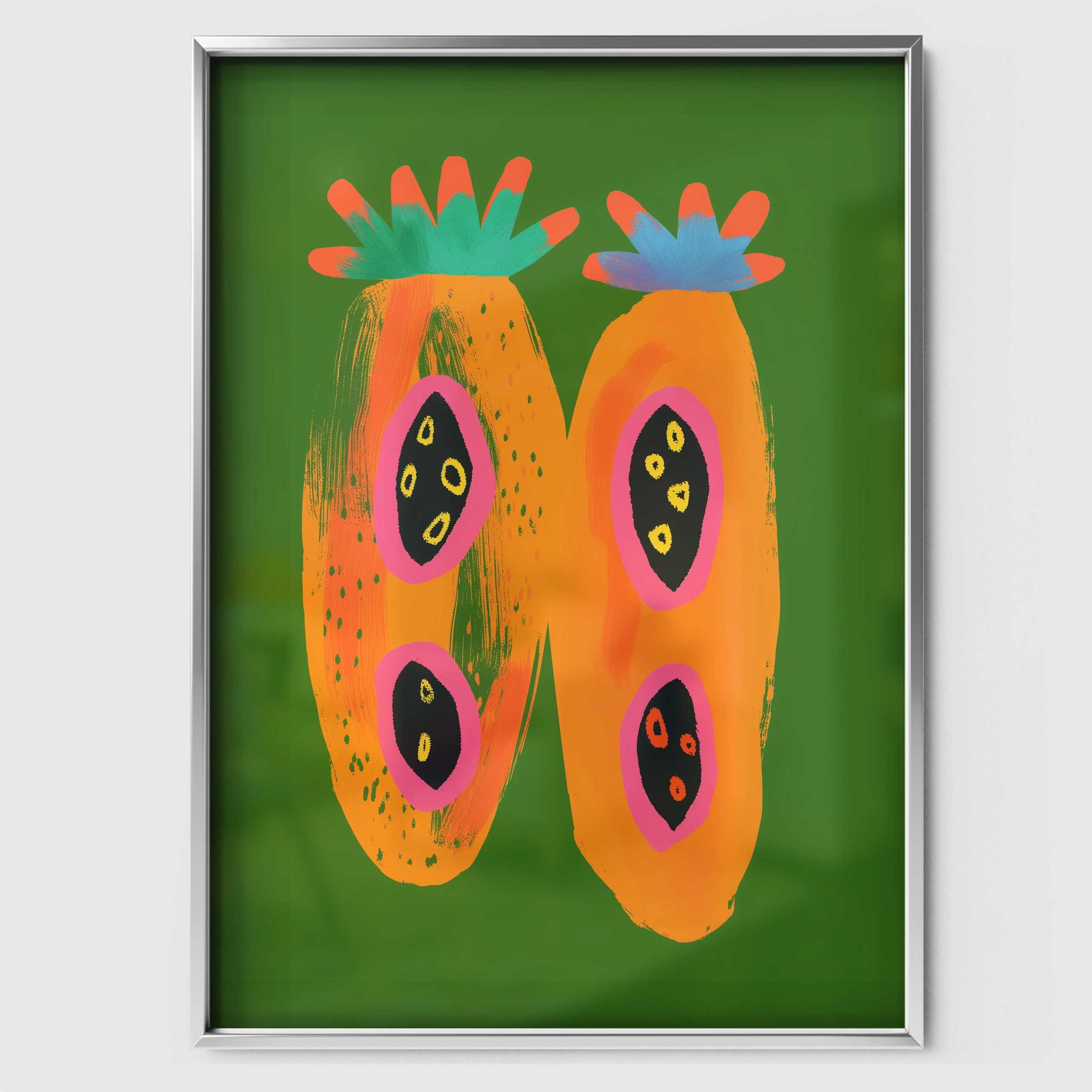 Papayas Nursery Print - white framed nursery wall art print