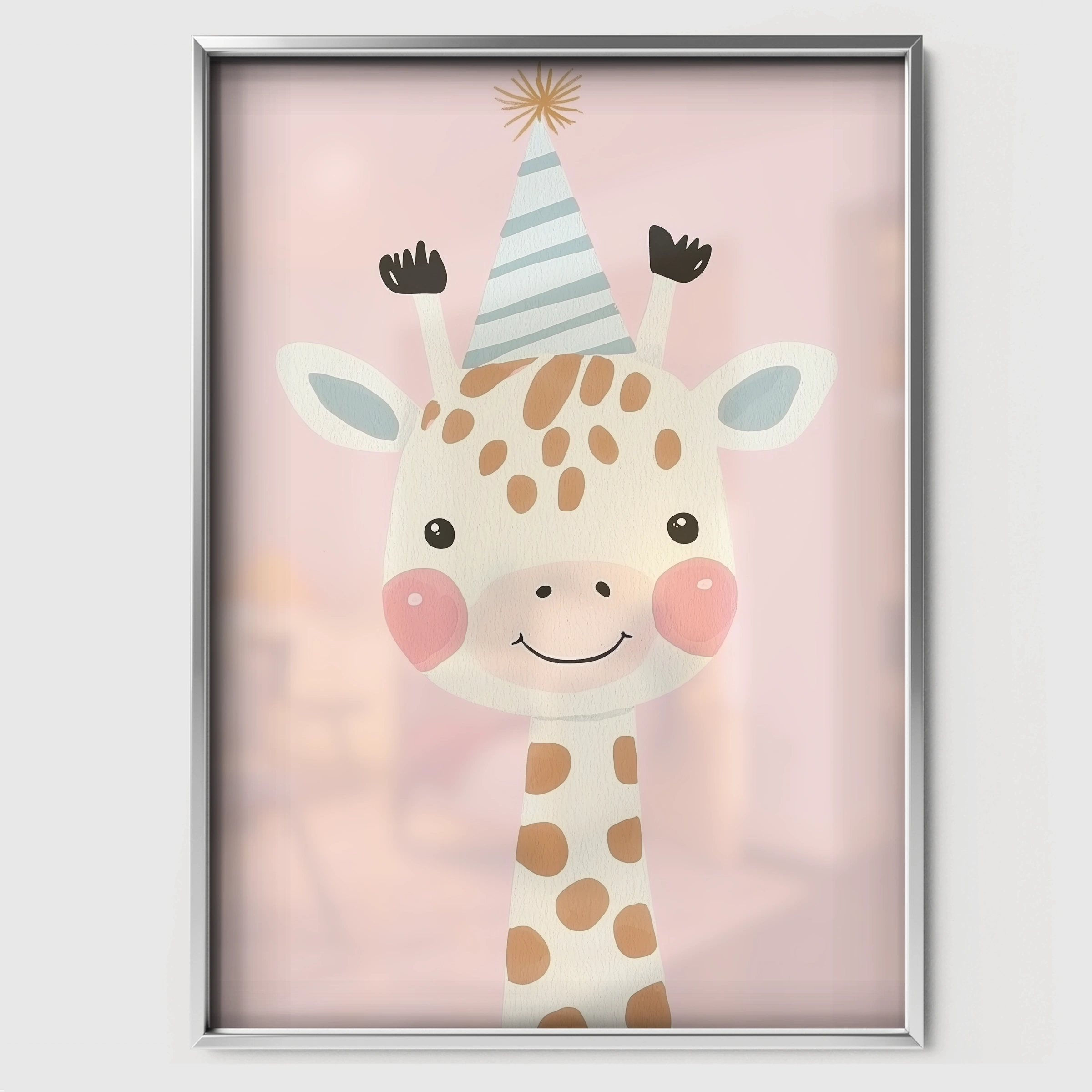 Party Giraffe Nursery Print - white framed nursery wall art print