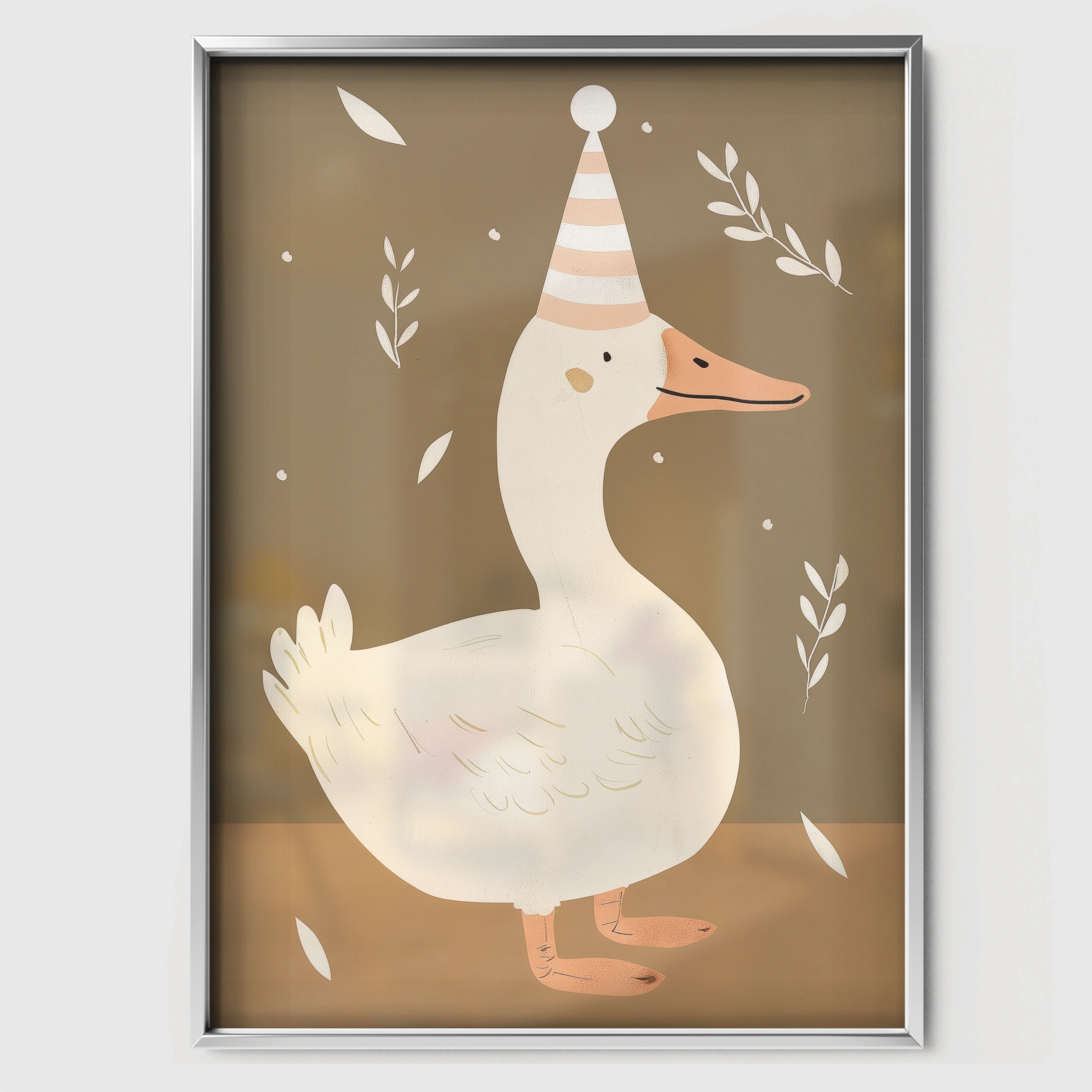 Party Goose Nursery Print - white framed nursery wall art print