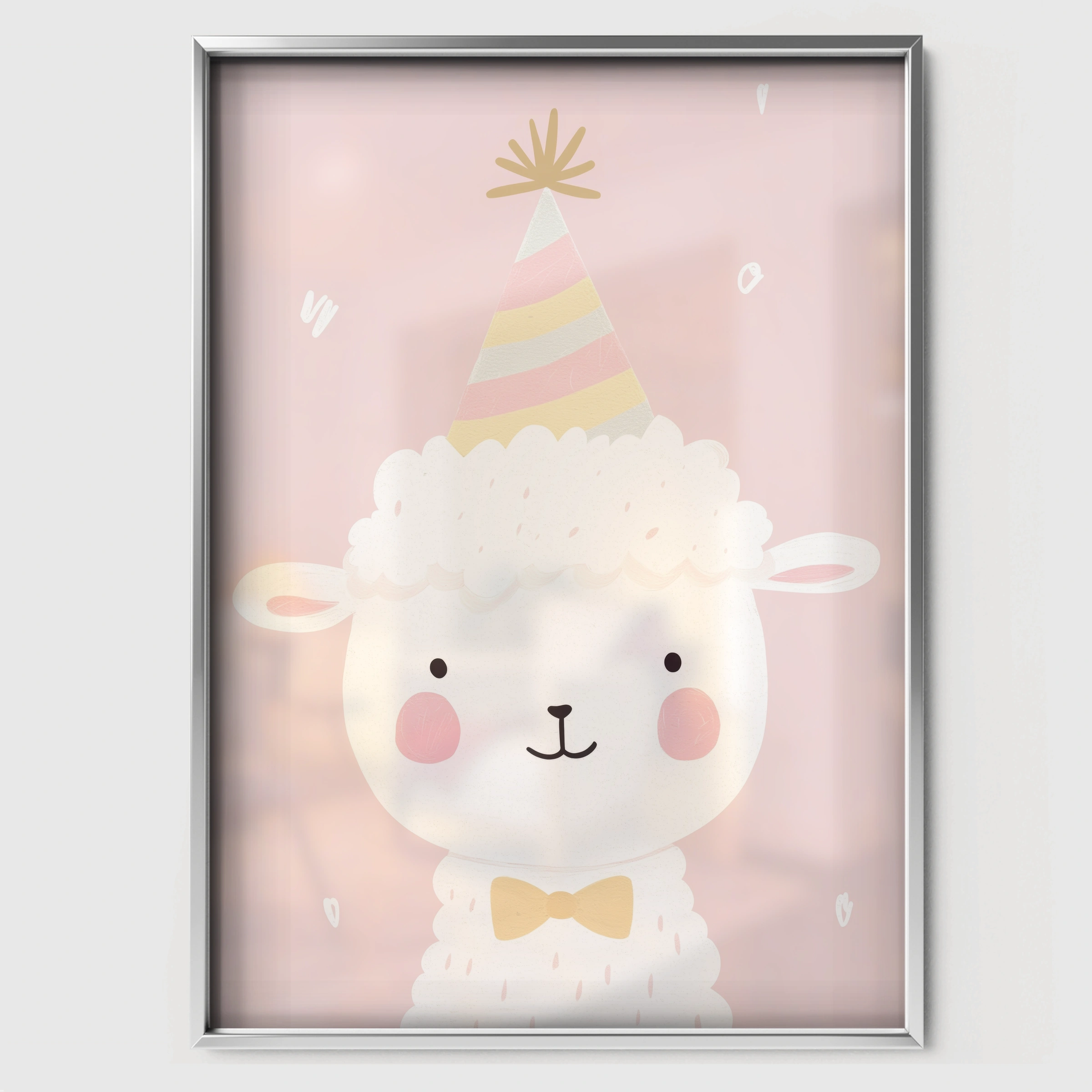 Party Llama Nursery Print - white framed nursery wall art print