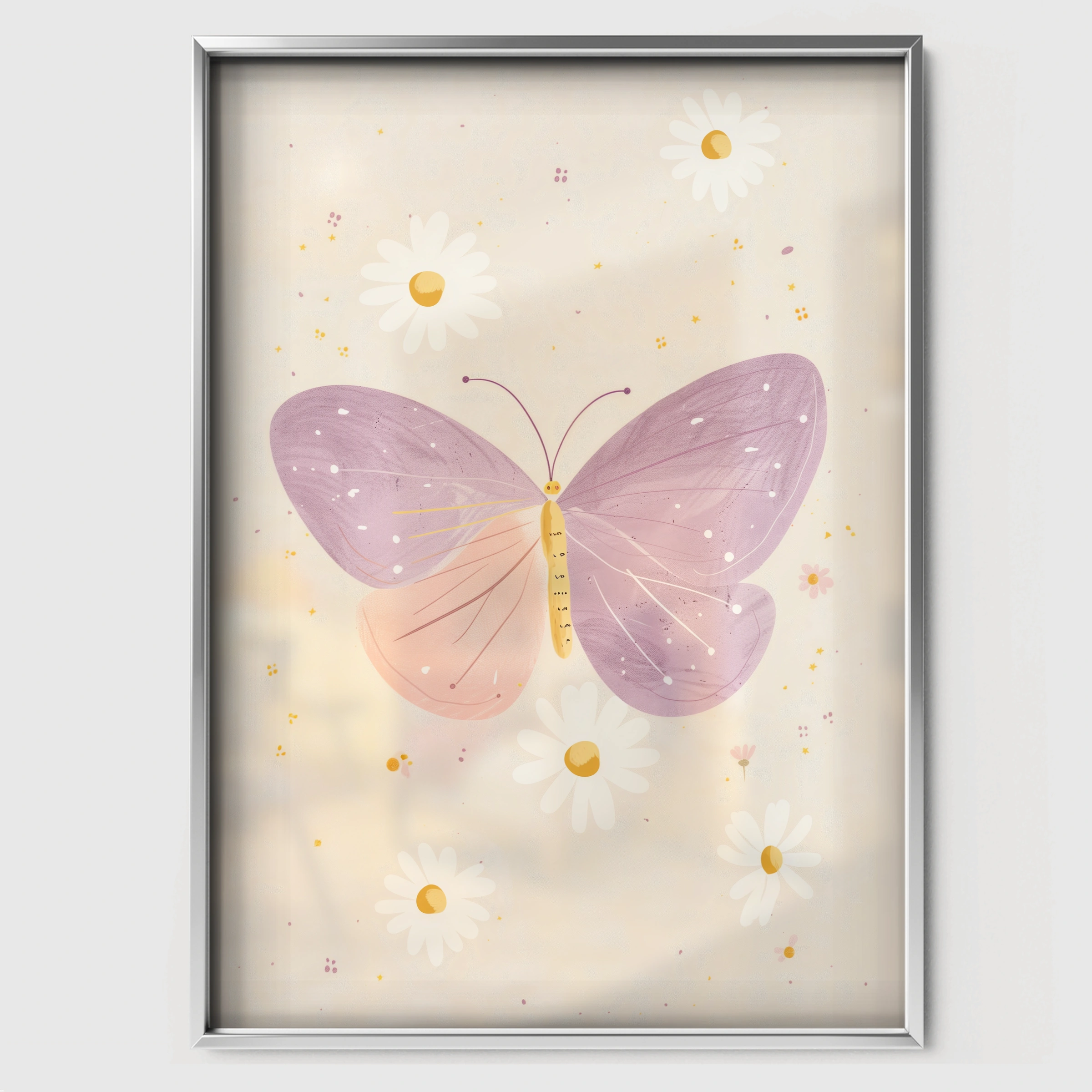 Pastel Butterfly Nursery Print - white framed nursery wall art print
