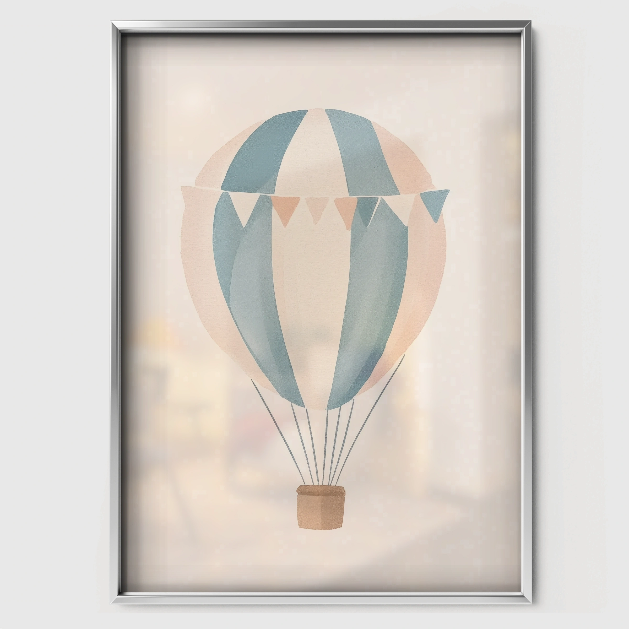 Pastel Hot Air Balloon Nursery Print - white framed nursery wall art print