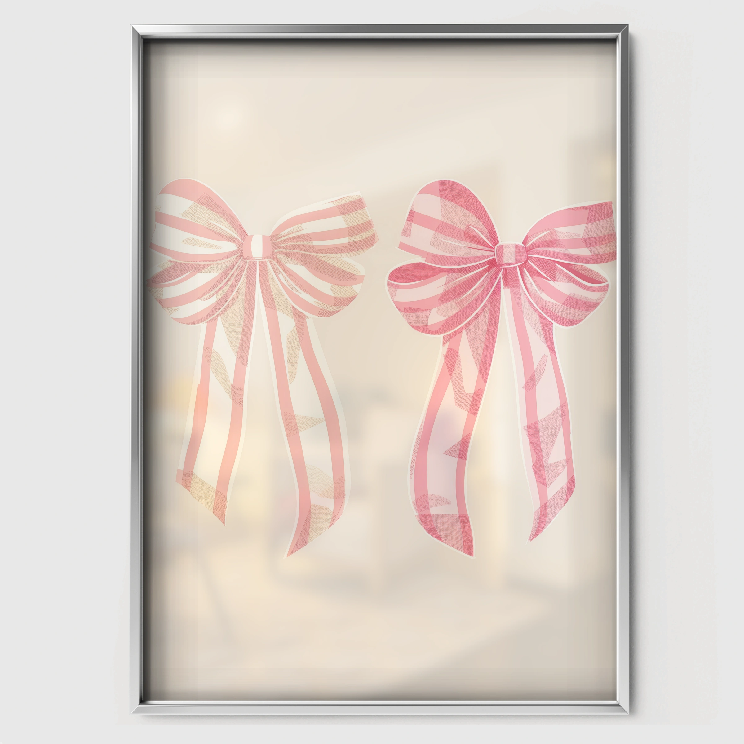 Pink Bows Nursery Print - white framed nursery wall art print