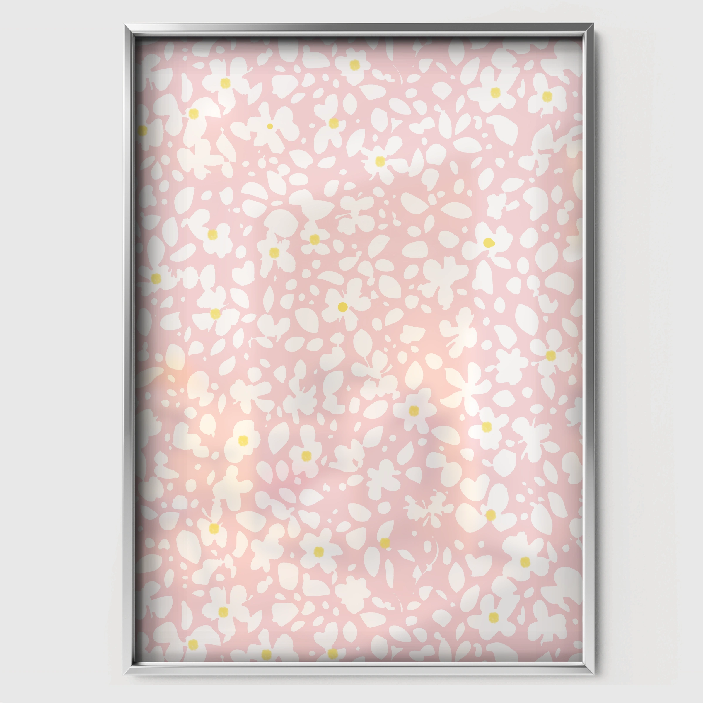 Pink Floral Nursery Print - white framed nursery wall art print