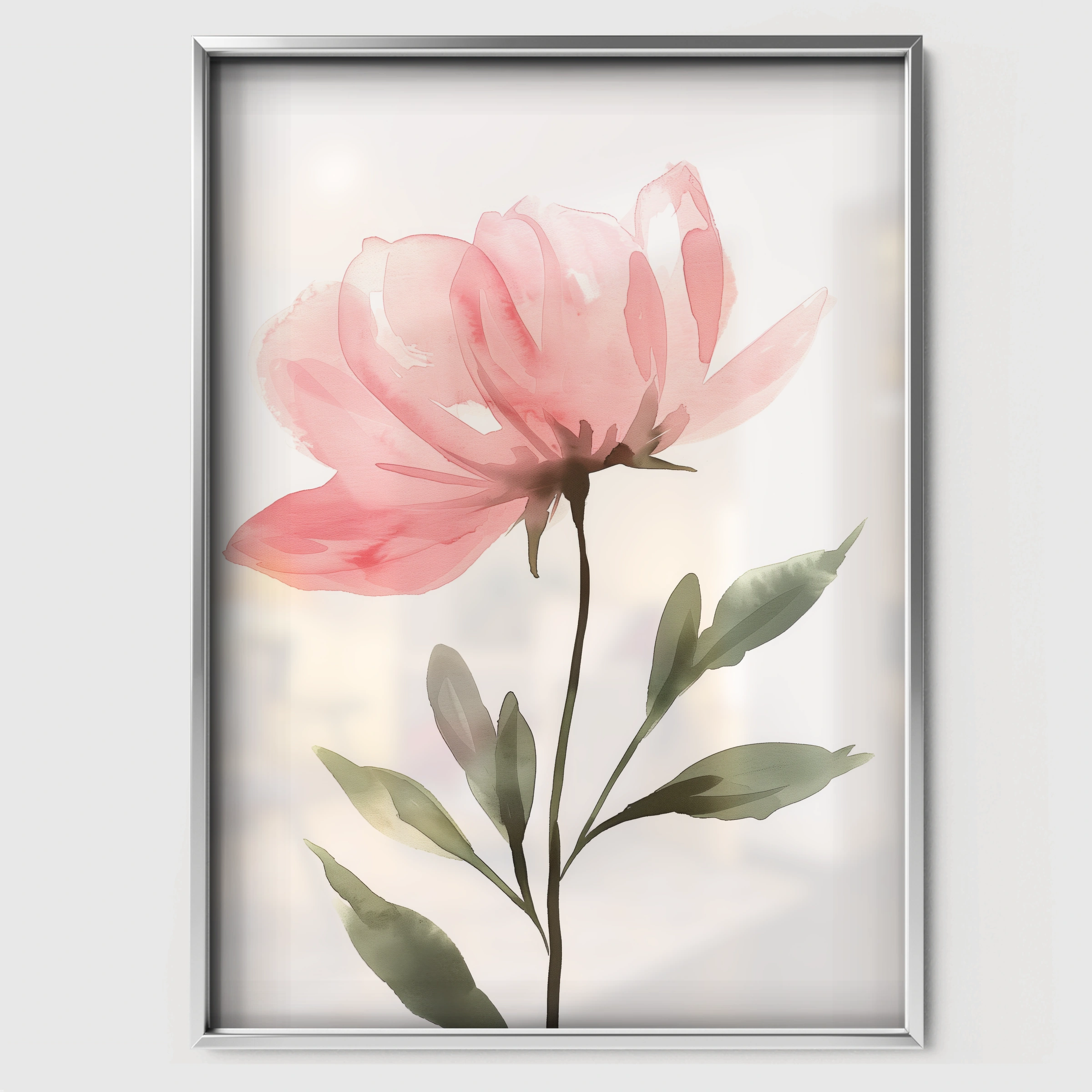 Pink Peony Nursery Print - white framed nursery wall art print
