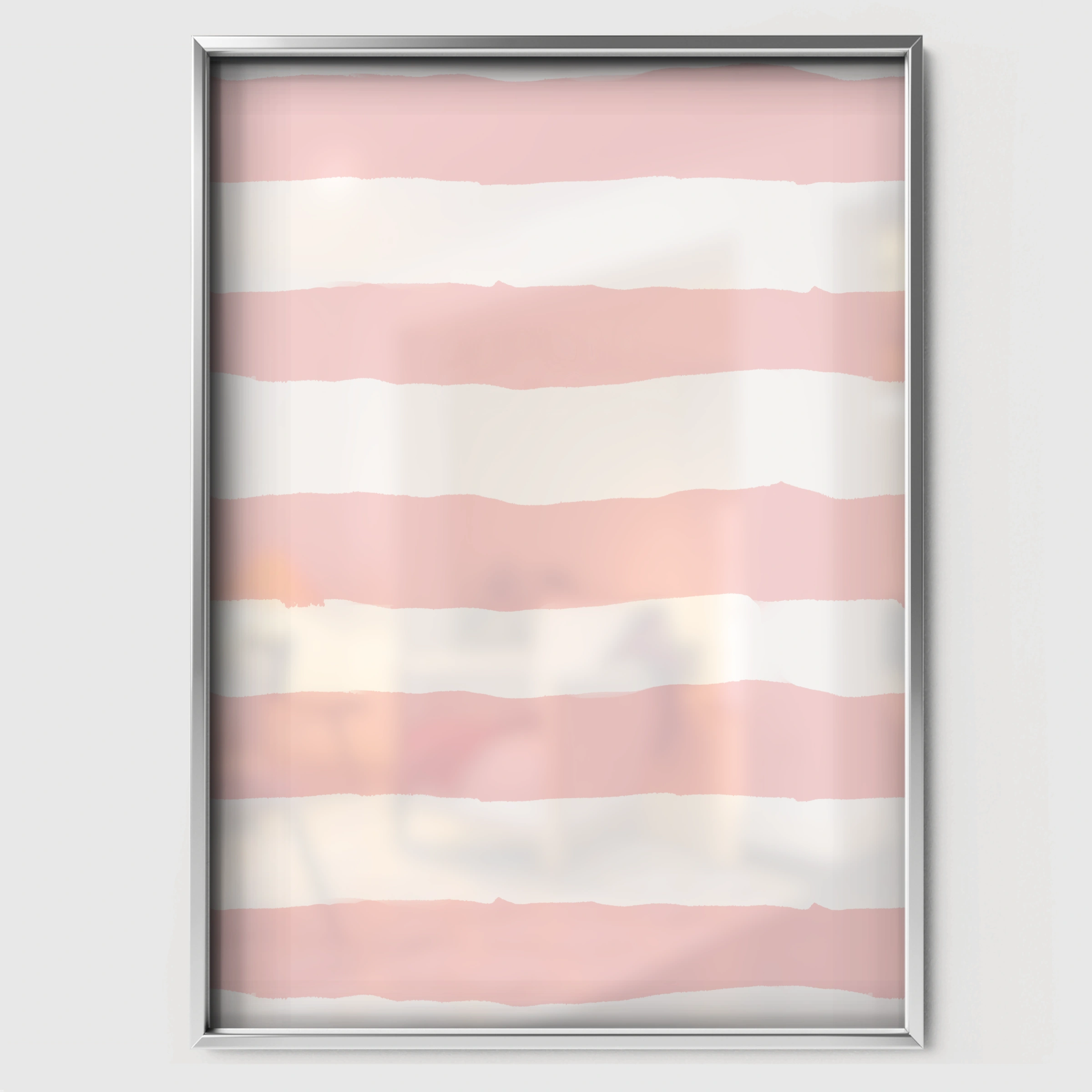 Pink Stripes Nursery Print - white framed nursery wall art print