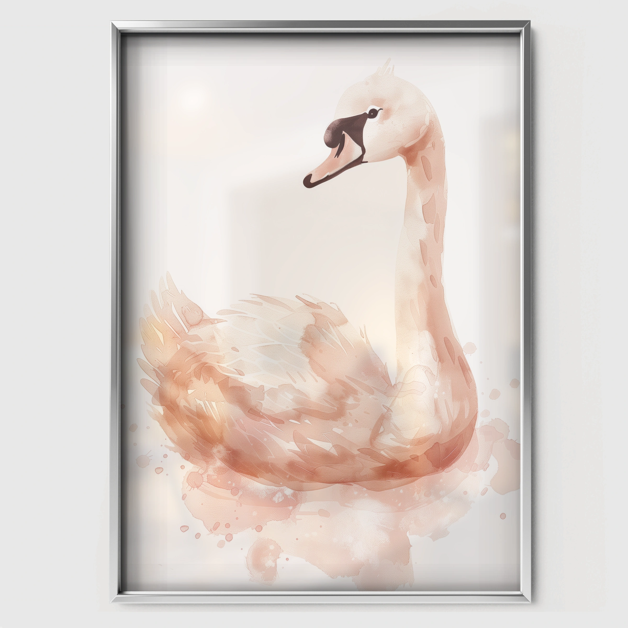 Pink Swan Nursery Print - white framed nursery wall art print