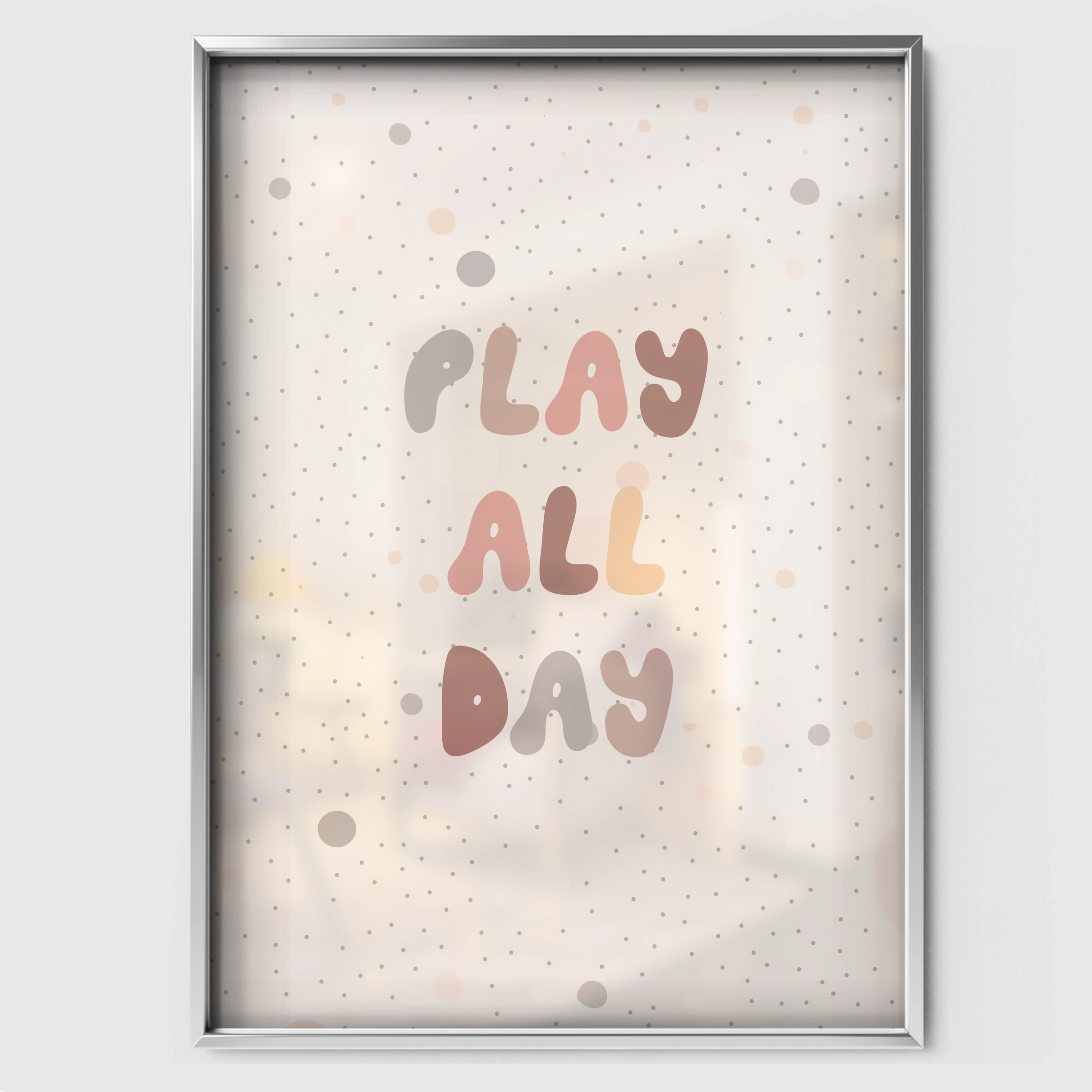 Play All Day Nursery Print - white framed nursery wall art print