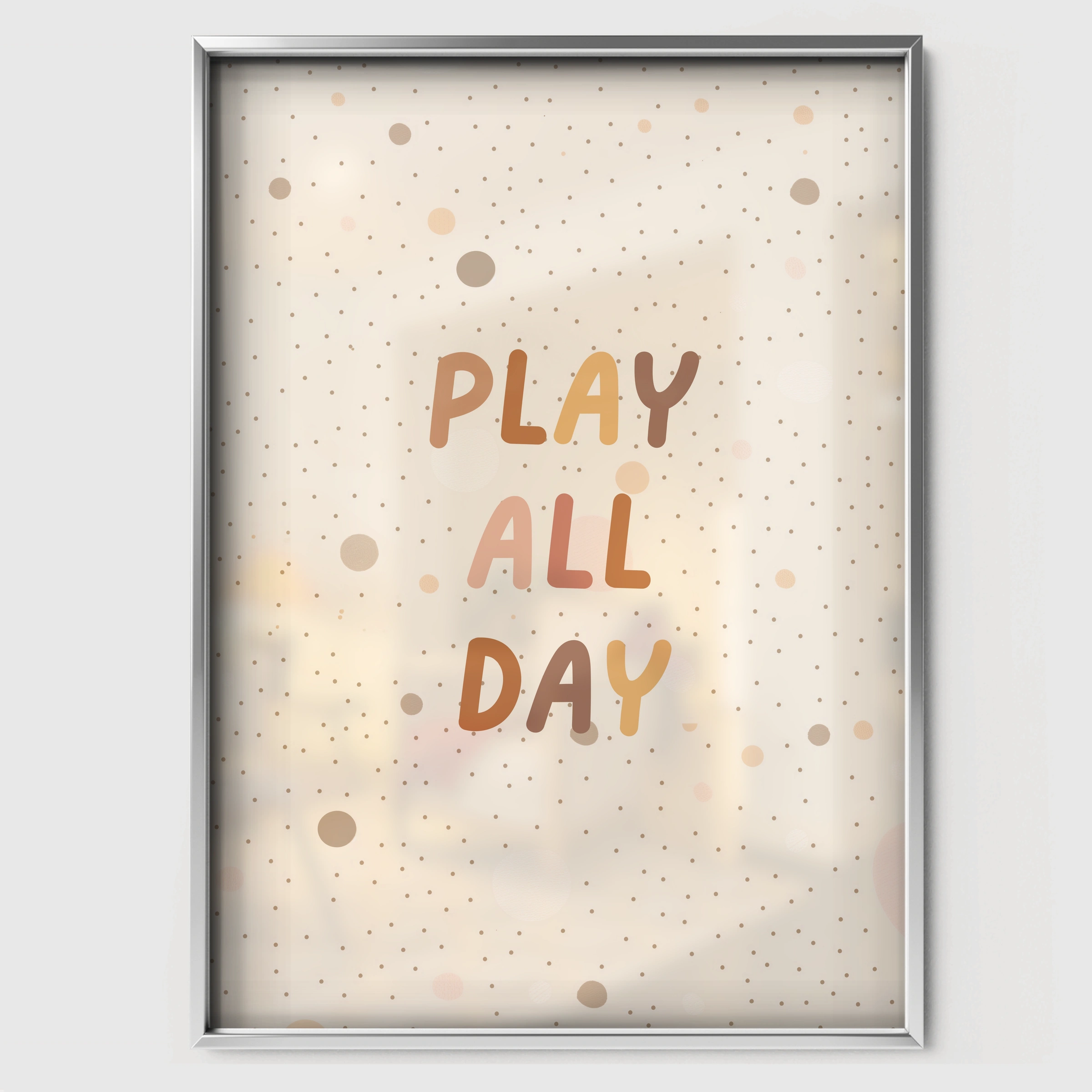 Play All Day Stars Nursery Print - white framed nursery wall art print