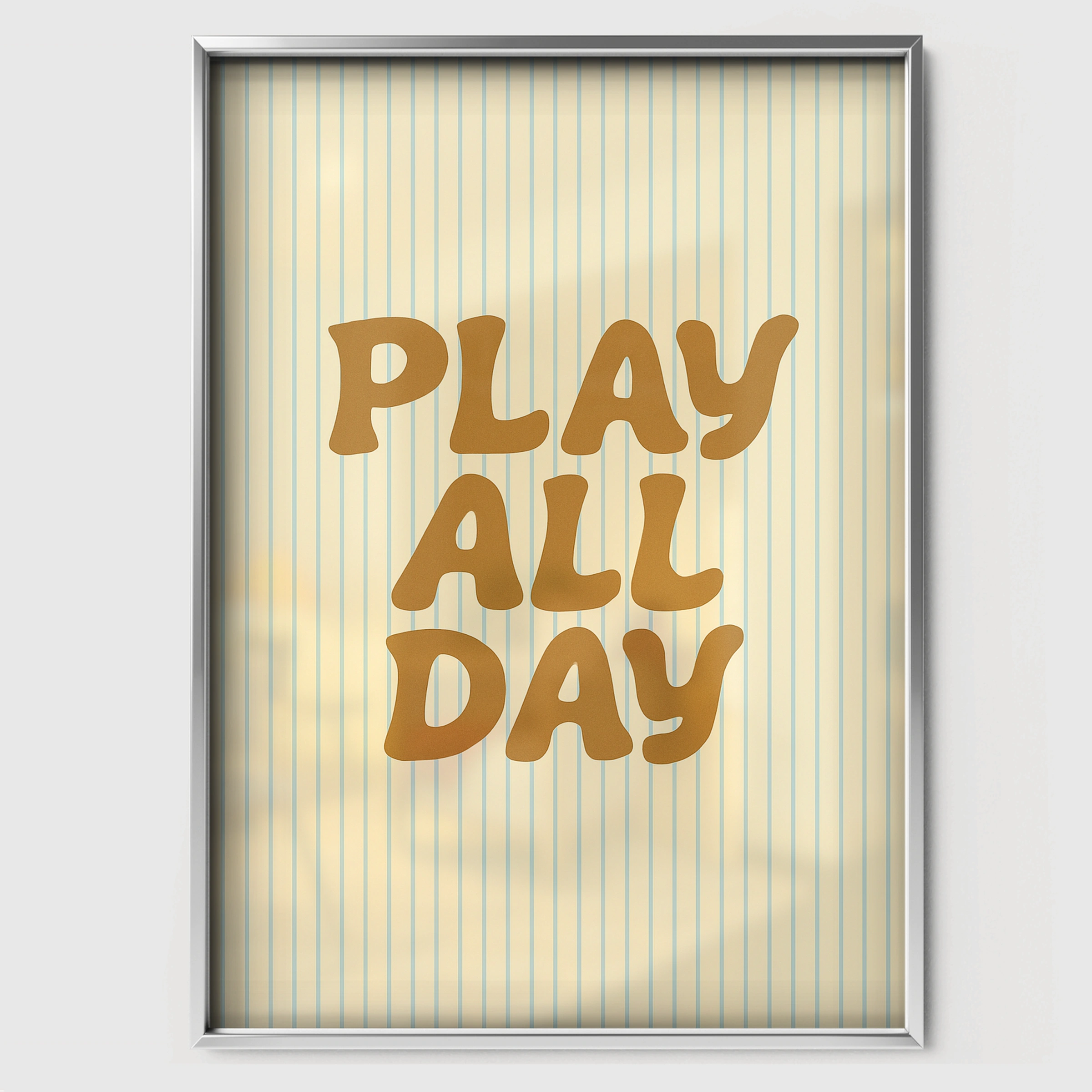 Play All Day Two Nursery Print - white framed nursery wall art print