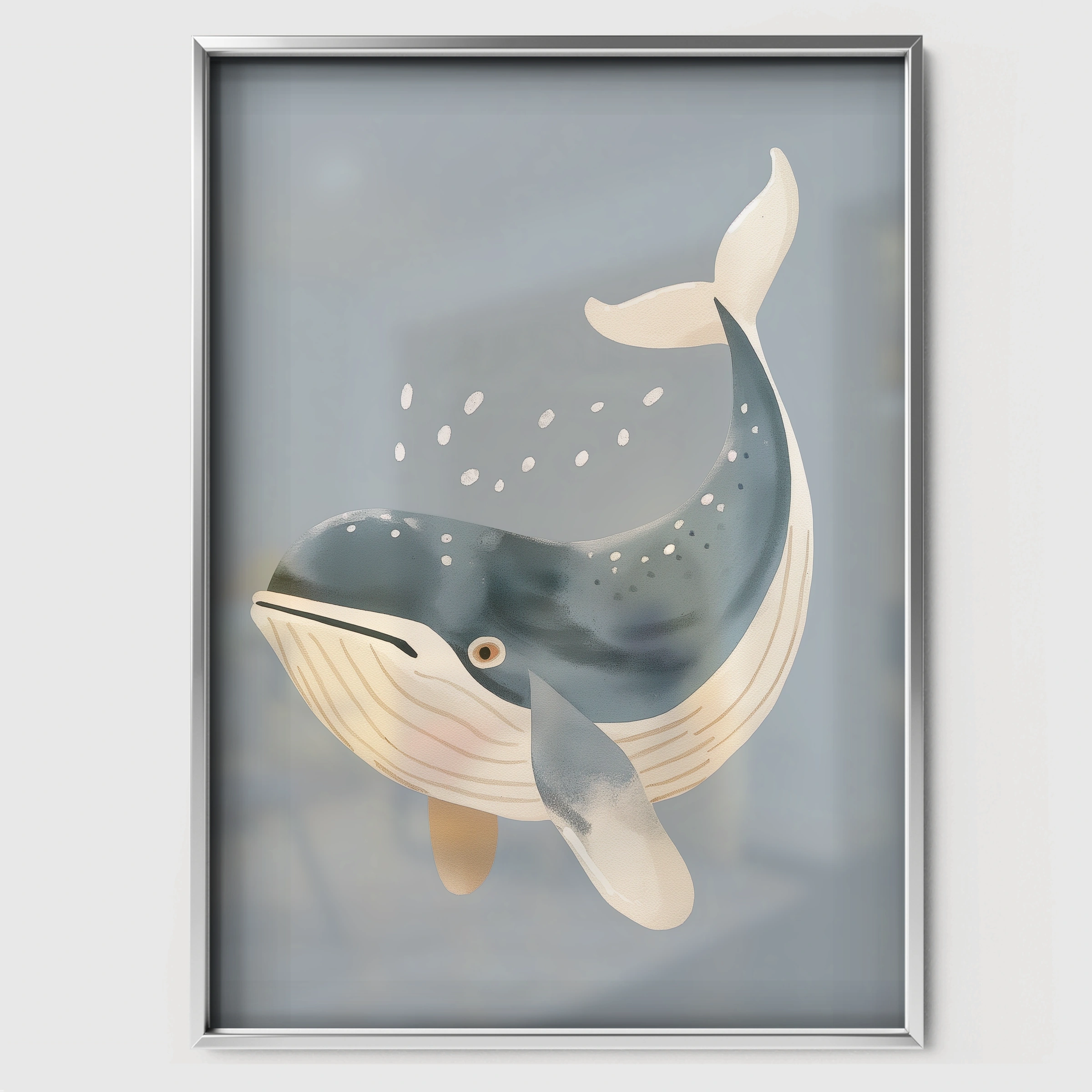 Playful Whale Nursery Print - white framed nursery wall art print
