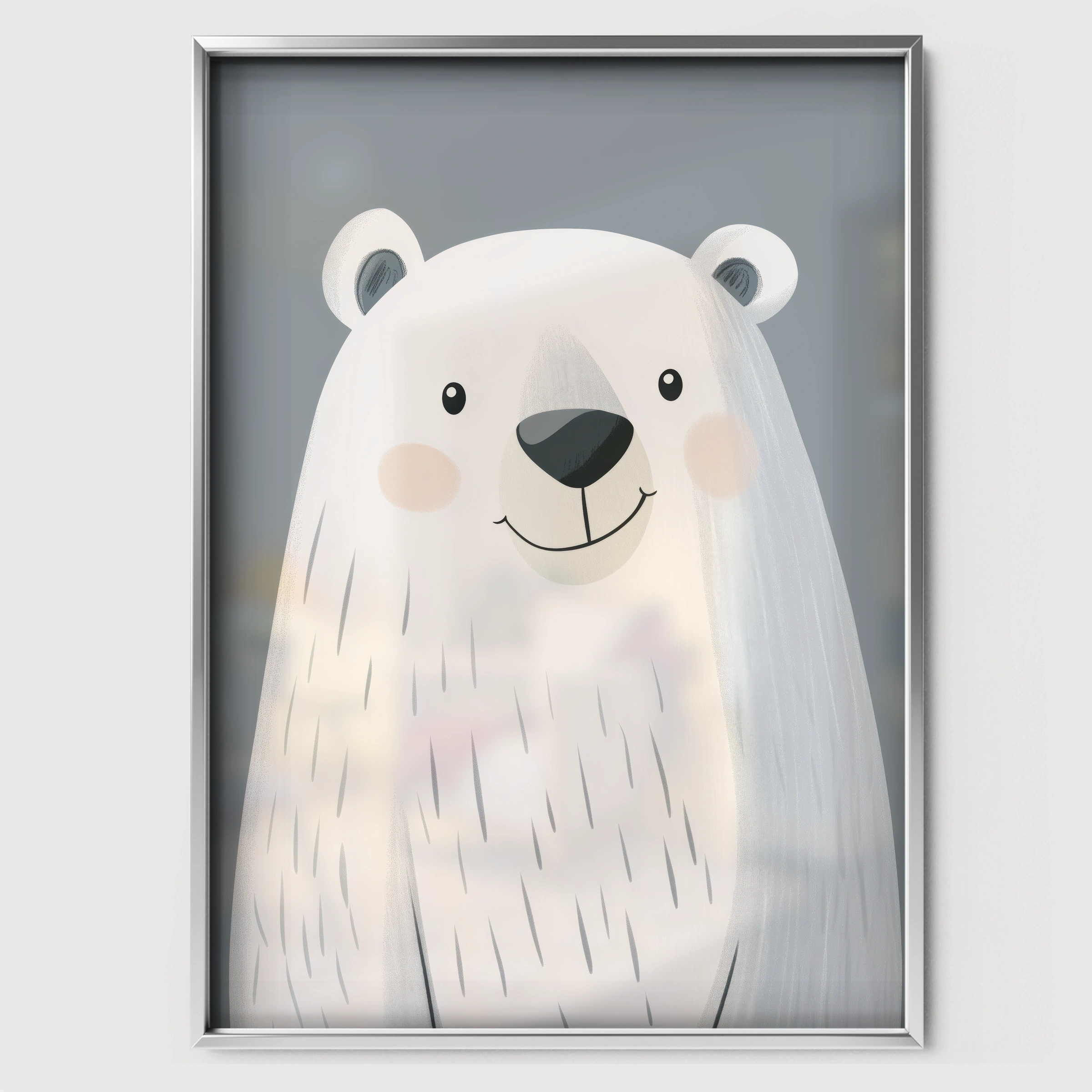 Polar Bear Face Christmas Print - white framed nursery wall art print
