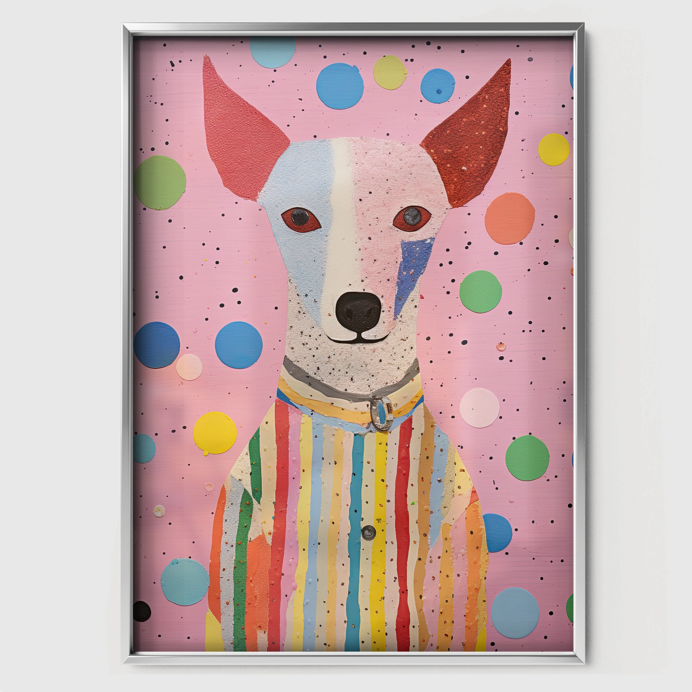 Polka Dot Dog Nursery Print - white framed nursery wall art print