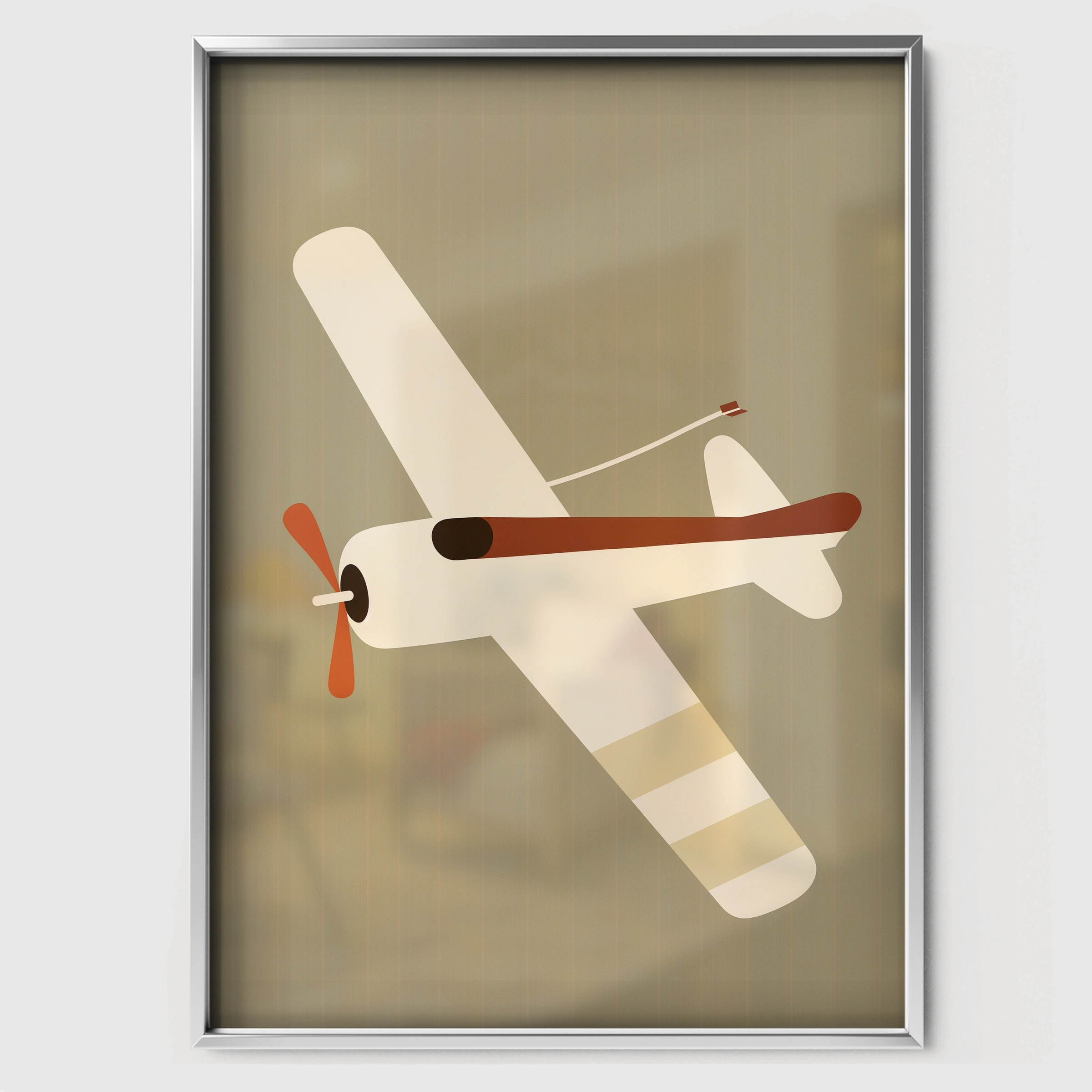 Propeller Plane Nursery Print - white framed nursery wall art print