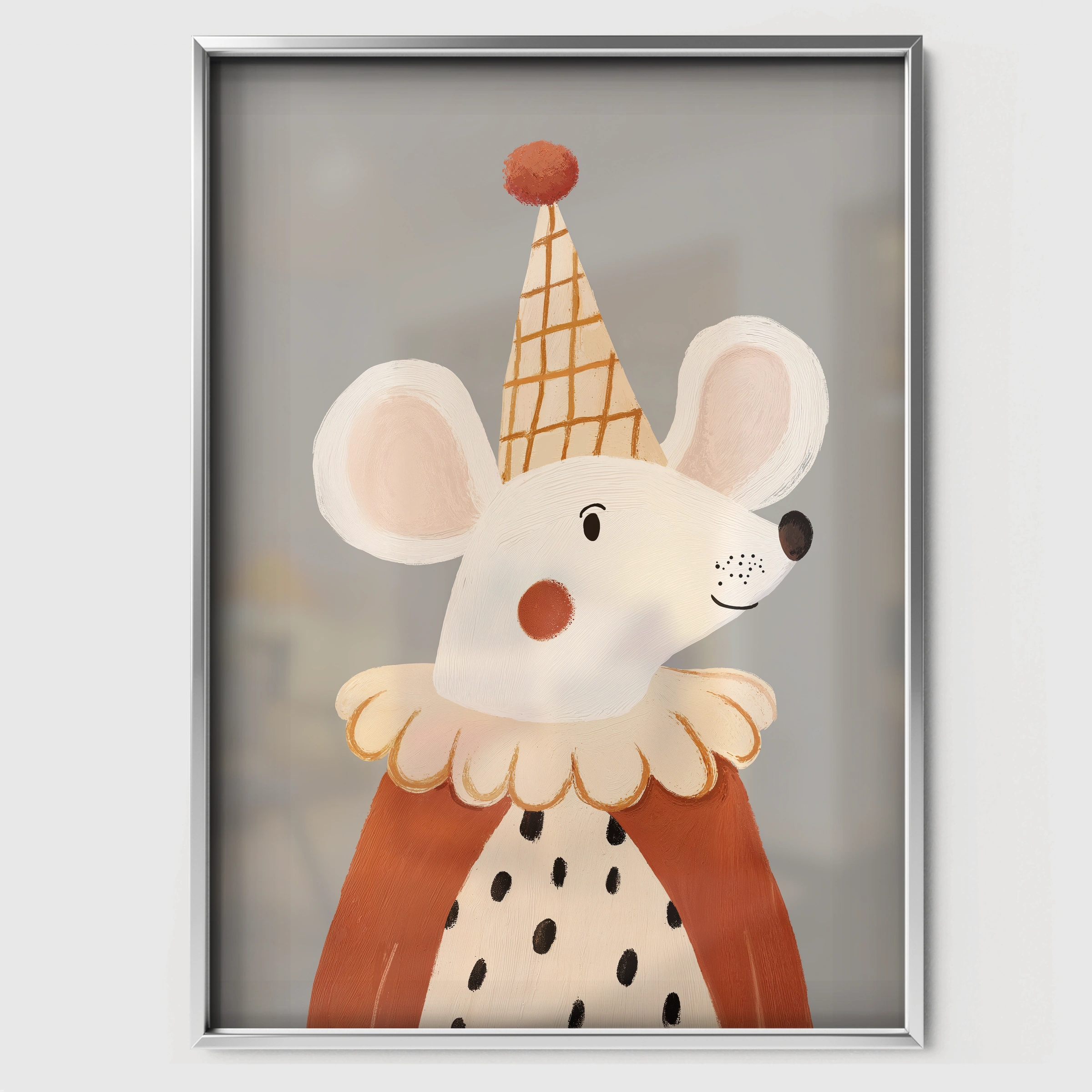 Queen Mouse Nursery Print - white framed nursery wall art print